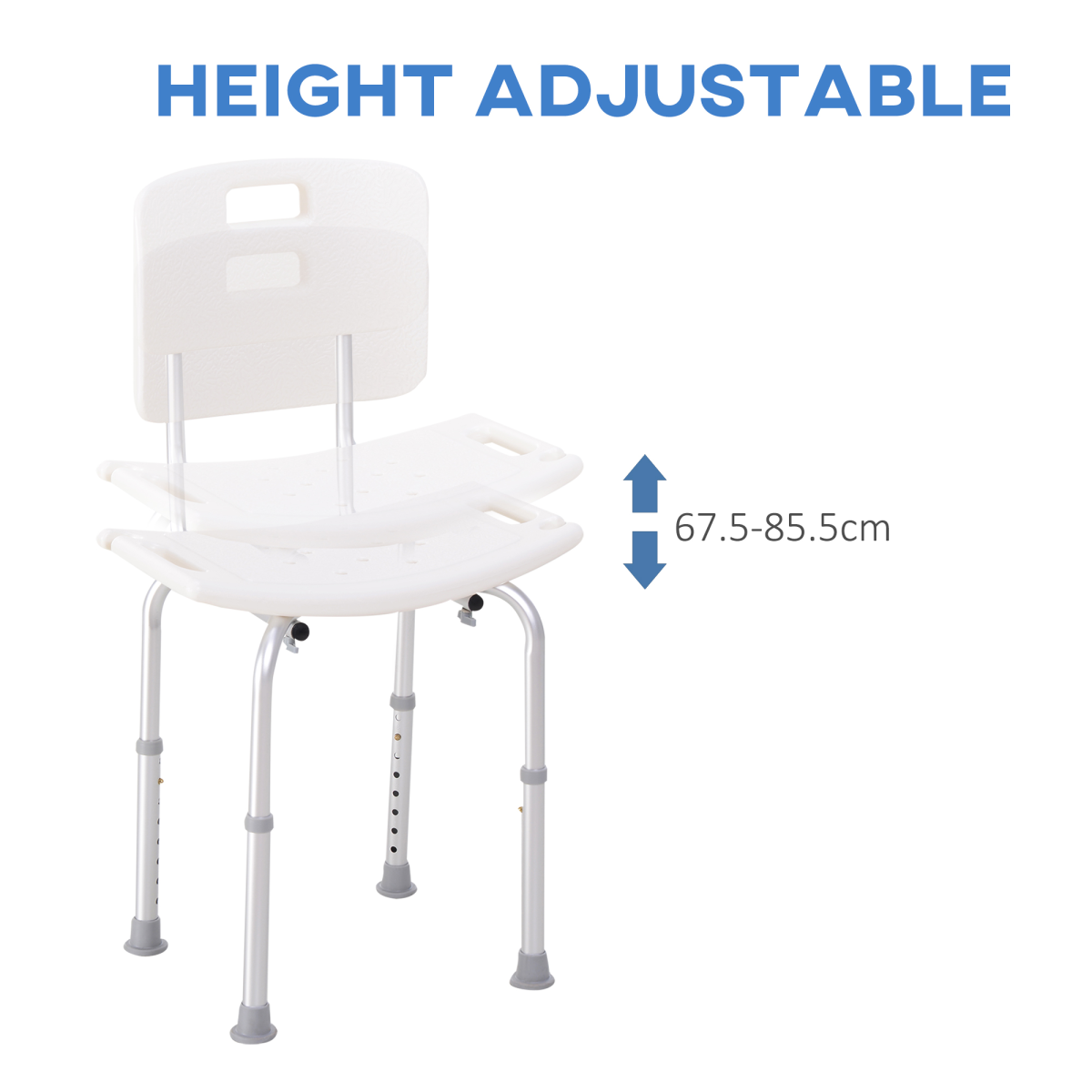 Adjustable Bath Shower Chair with Suction Feet and Drainage Holes