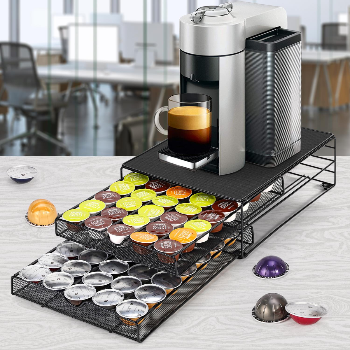 Vinsani Sliding Storage Drawer for 80 Dolce Gusto Capsules - Capsule Organiser