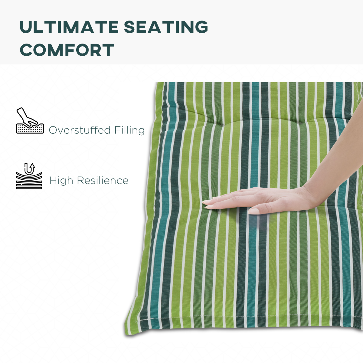 Set of 2 Green Striped Outdoor Bench Seat Cushions