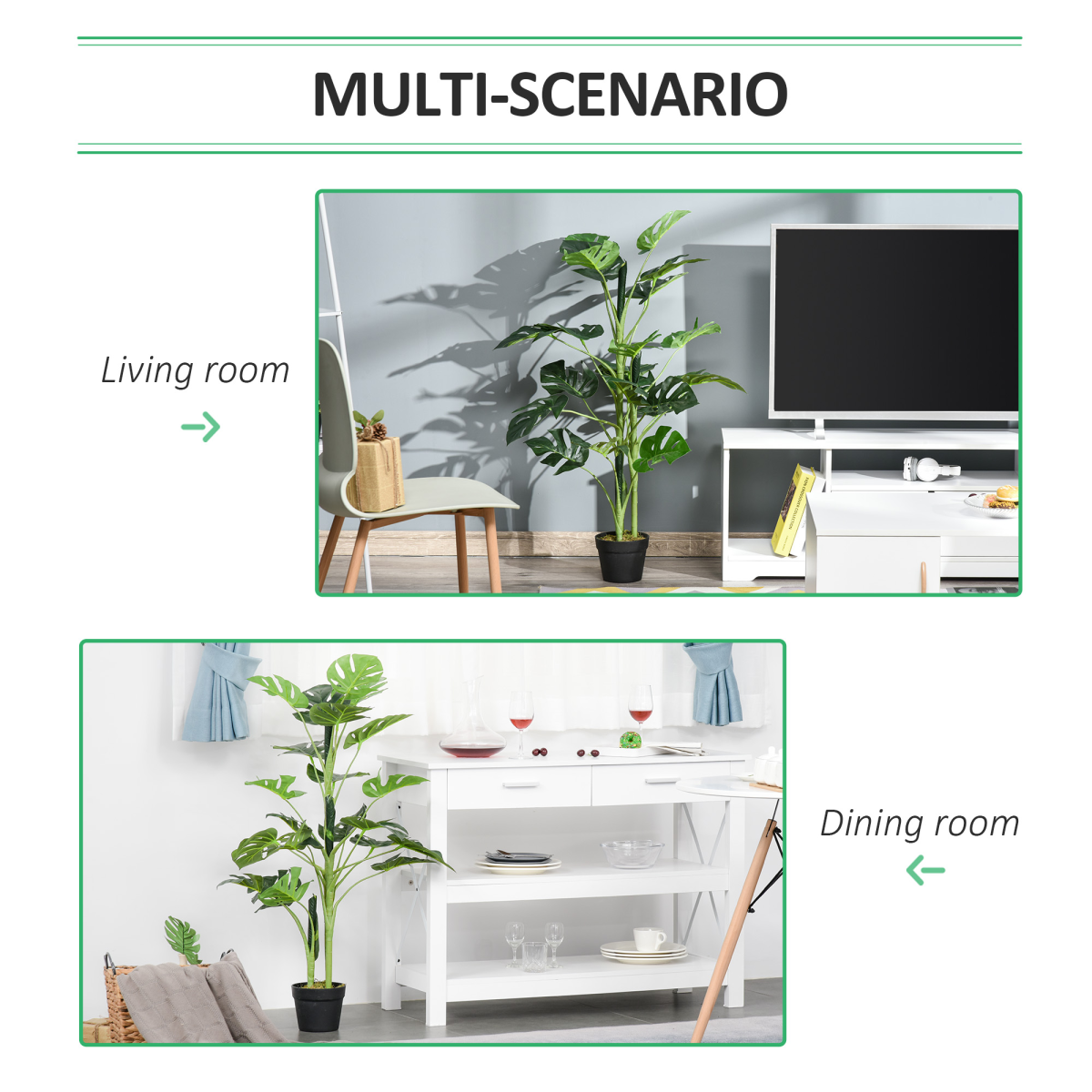 Outsunny Artificial Monstera Tree, 21 Bendable Leaves, Indoor Outdoor 1m