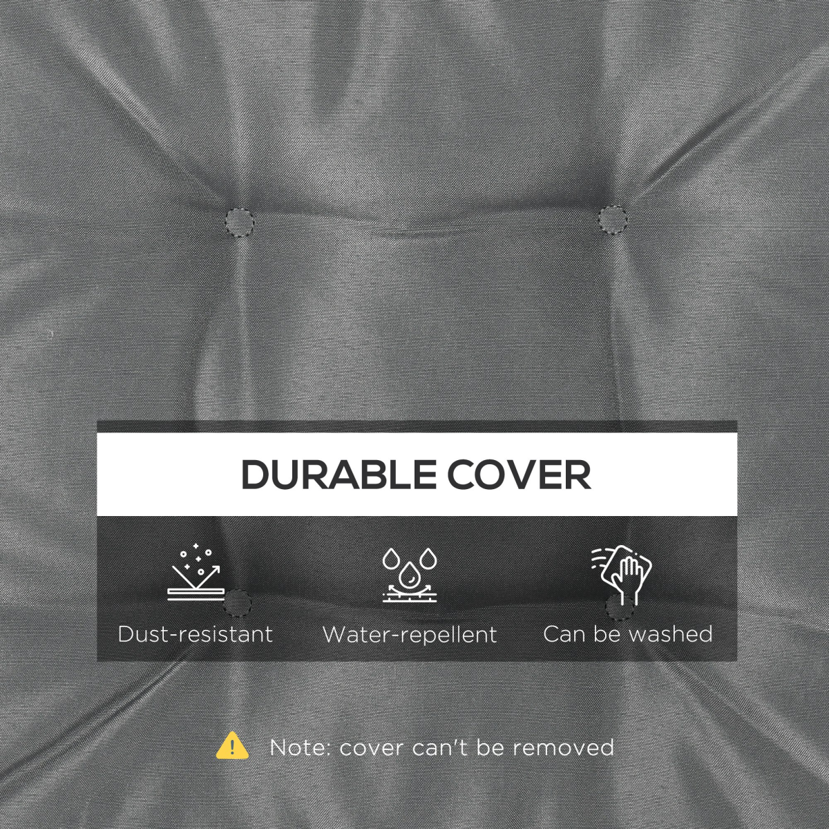Outsunny Grey Garden Seat Cushion with Ties, 45 x 45 x 5cm