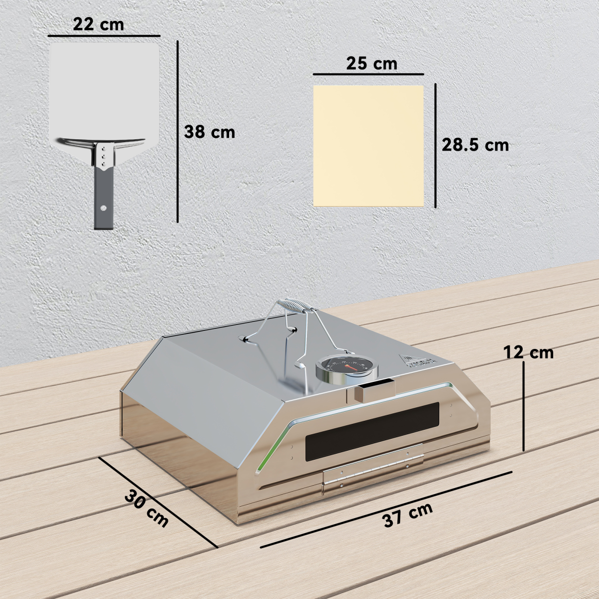 Outsunny Stainless Steel BBQ Pizza Oven with Thermometer and Window