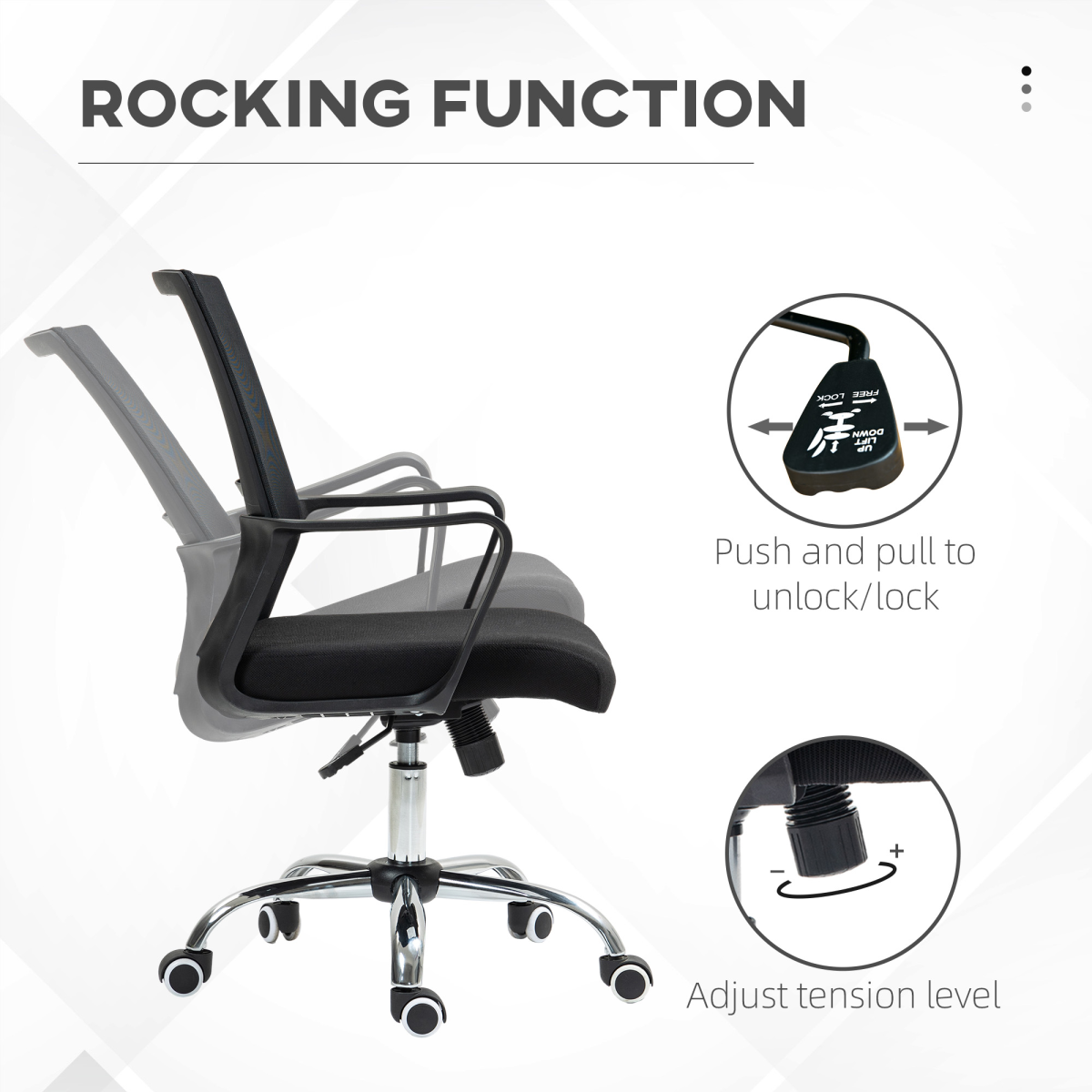 Vinsetto Mesh Office Chair with Swivel Seat, Adjustable Height, Black