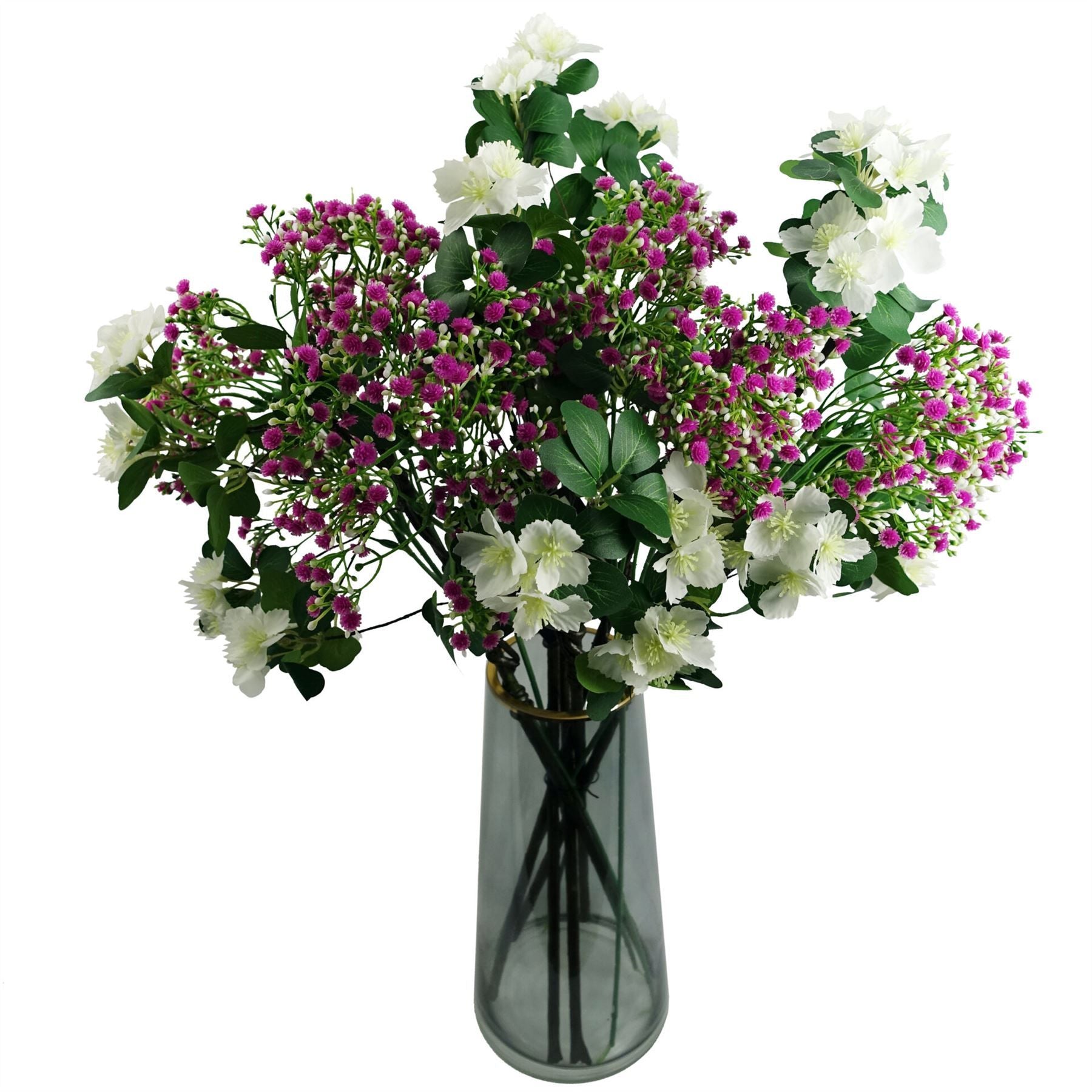 Leaf Pack of 6 Pink Gypsophila Stems 55cm Artificial Flower