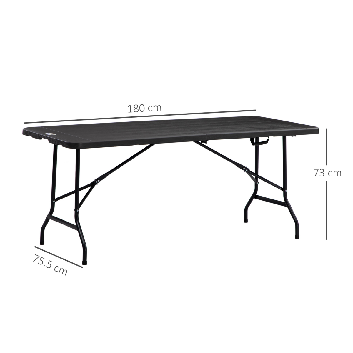 Outsunny Outdoor Folding Dining Table for 6, Wood-Like HDPE Top, Steel Frame
