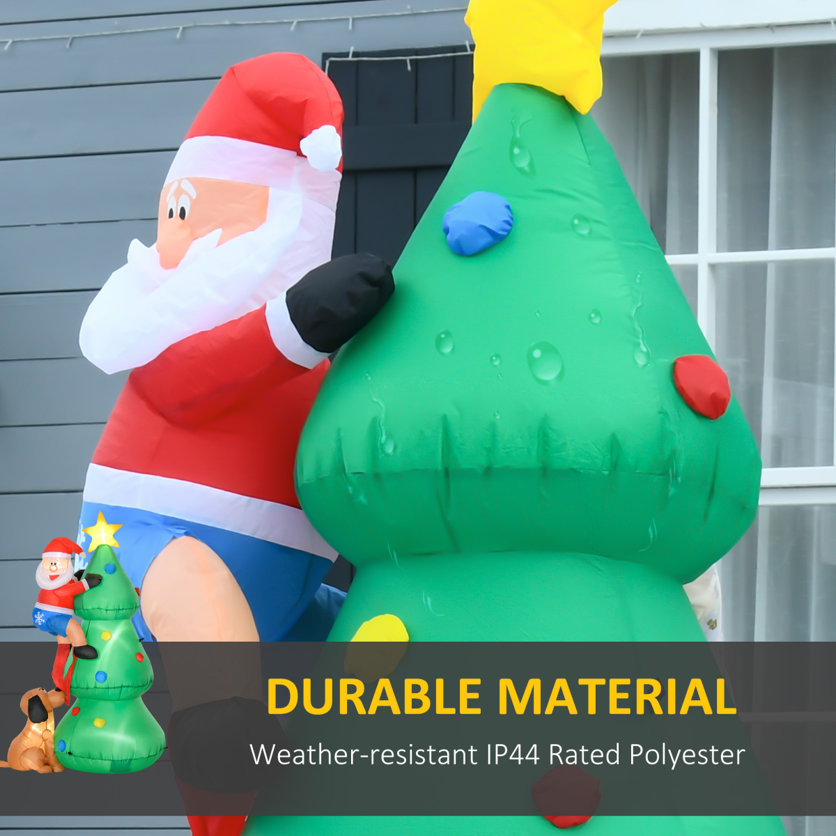 1.8m Inflatable Christmas Tree with Santa Claus and Dog, LED Lighted Christmas Decoration, Indoor and Outdoor Holiday Display