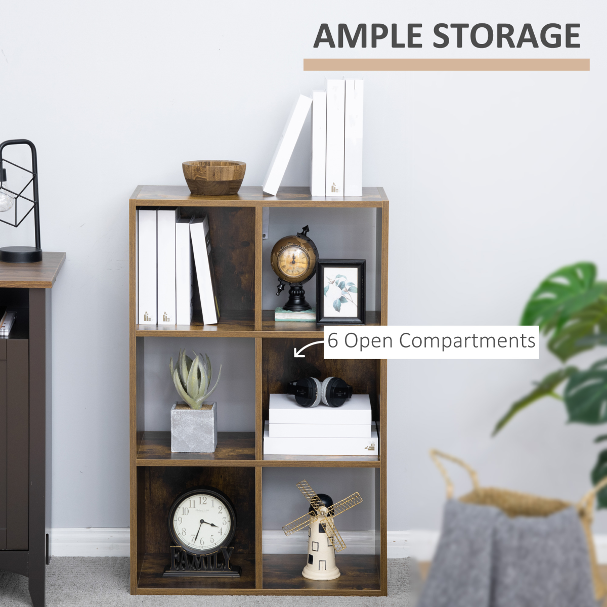 Industrial Style 3-Tier Storage Shelf Bookcase, Rustic Brown