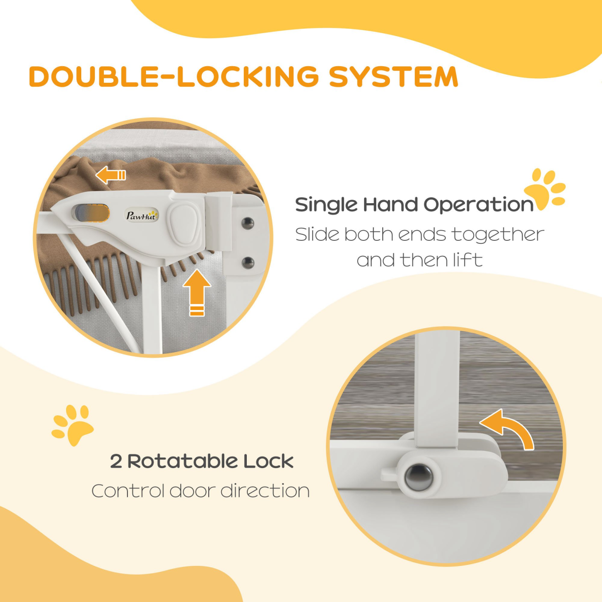 PawHut Pressure Fit Auto-Close Double Lock Safety Gate 74-100cm