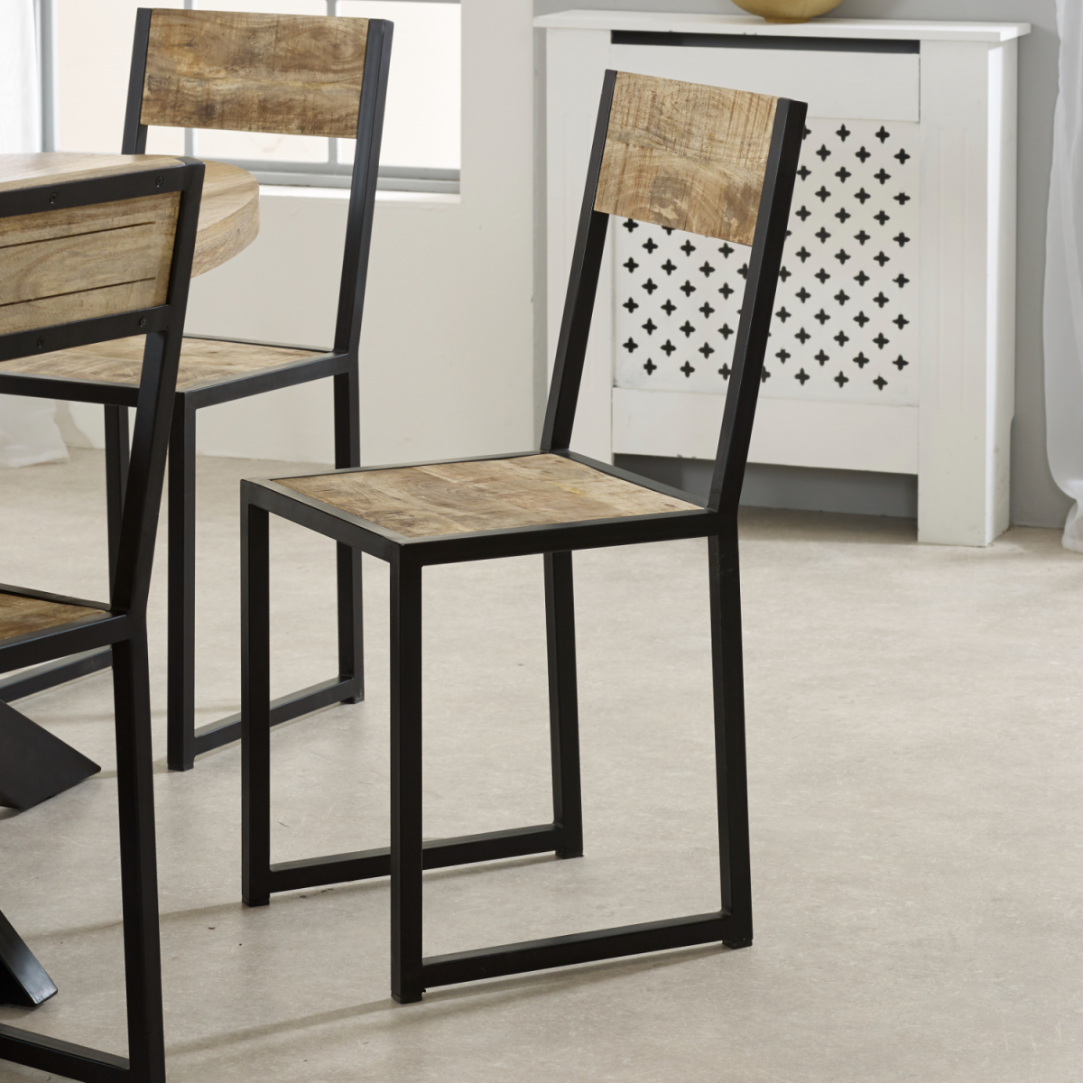 Cosmo Industrial Metal & Wood Dining Chair (Set of 2)