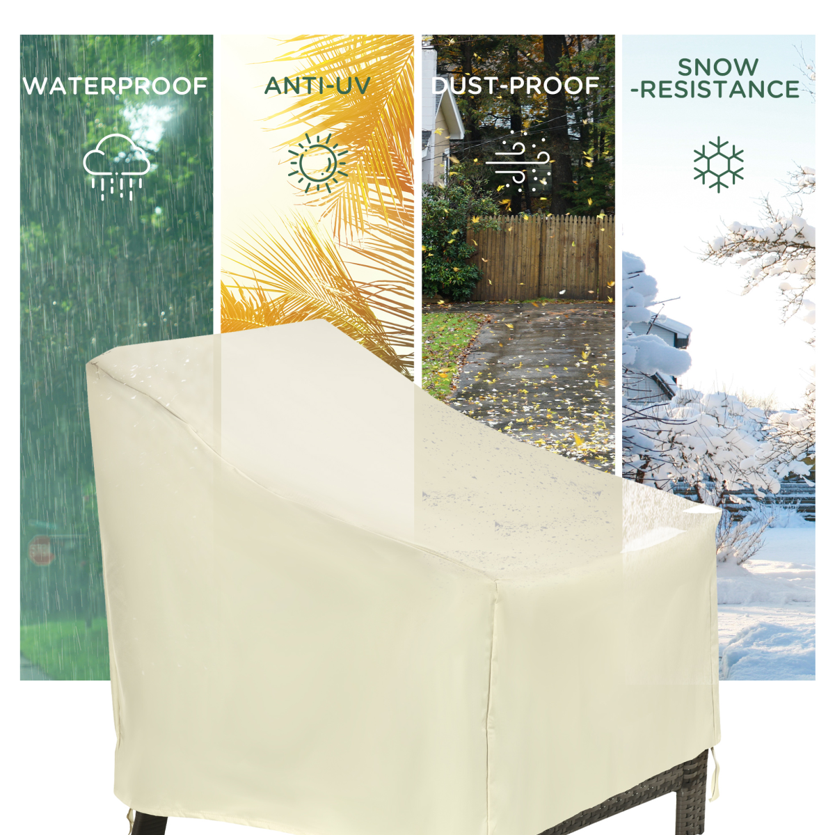 Outsunny Waterproof Oxford Patio Furniture Cover for Single Chair, Beige