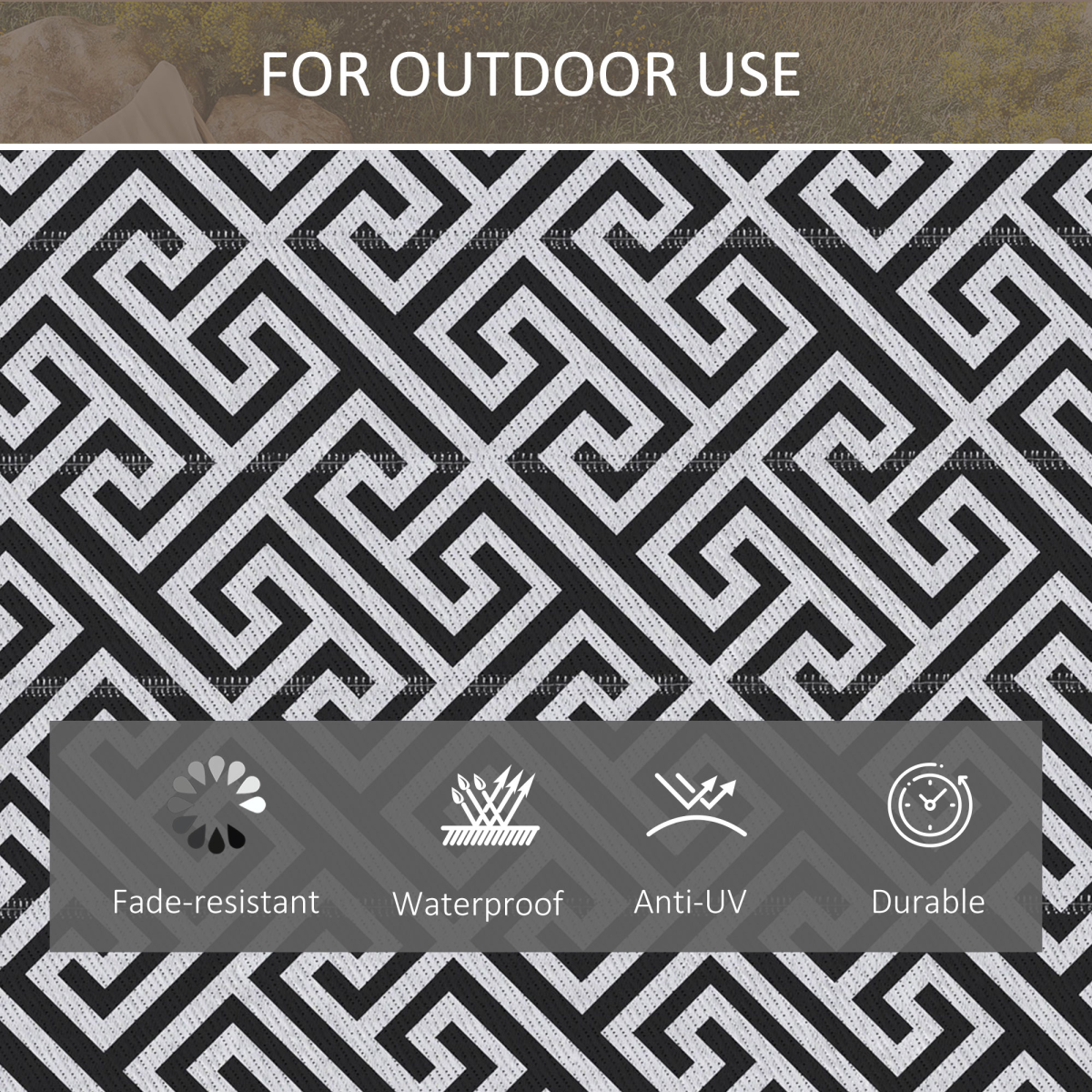 Outsunny Reversible Outdoor Rug 182x274cm Portable Camping Mat