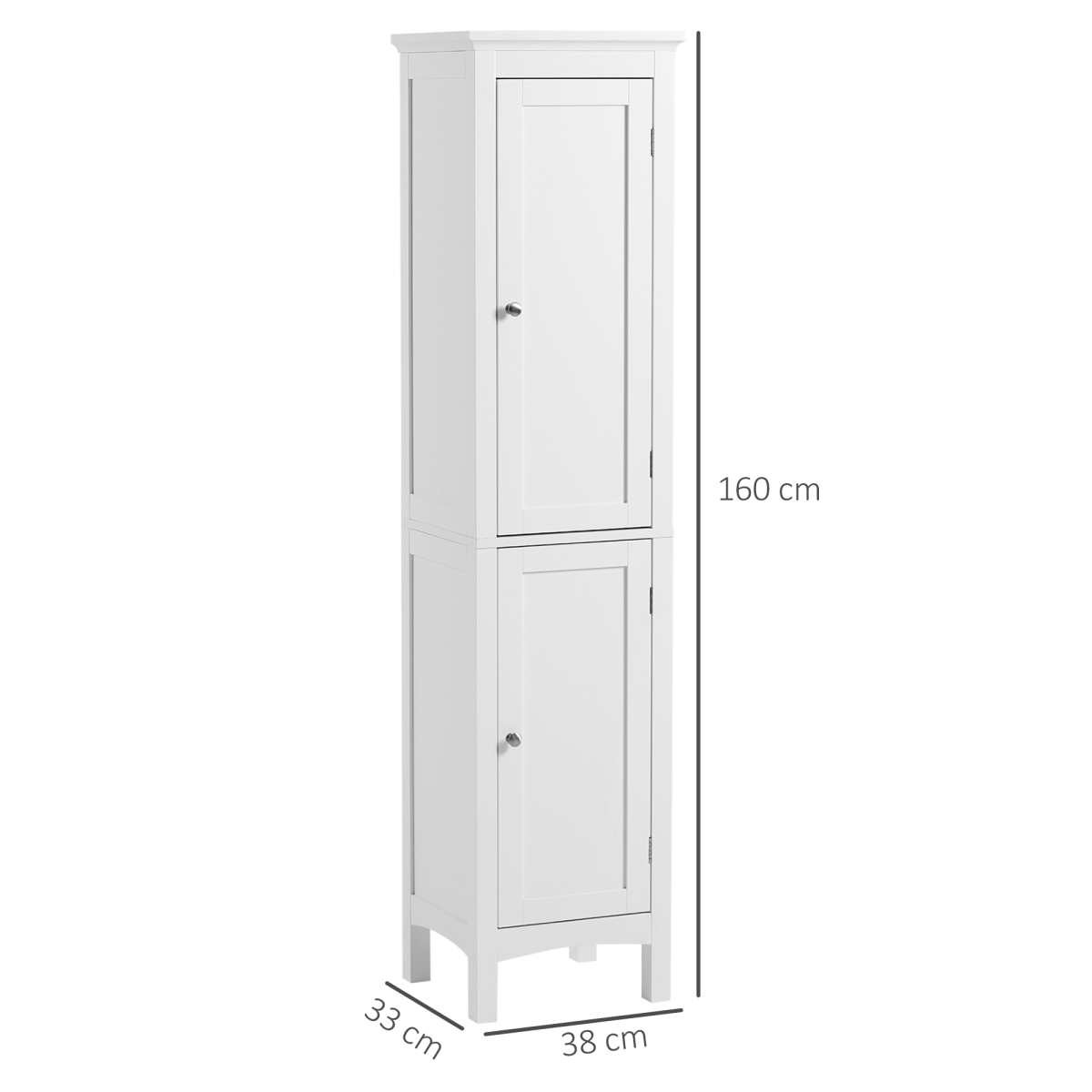 kleankin Tall Bathroom Cabinet, Double Door, Adjustable Shelves, White