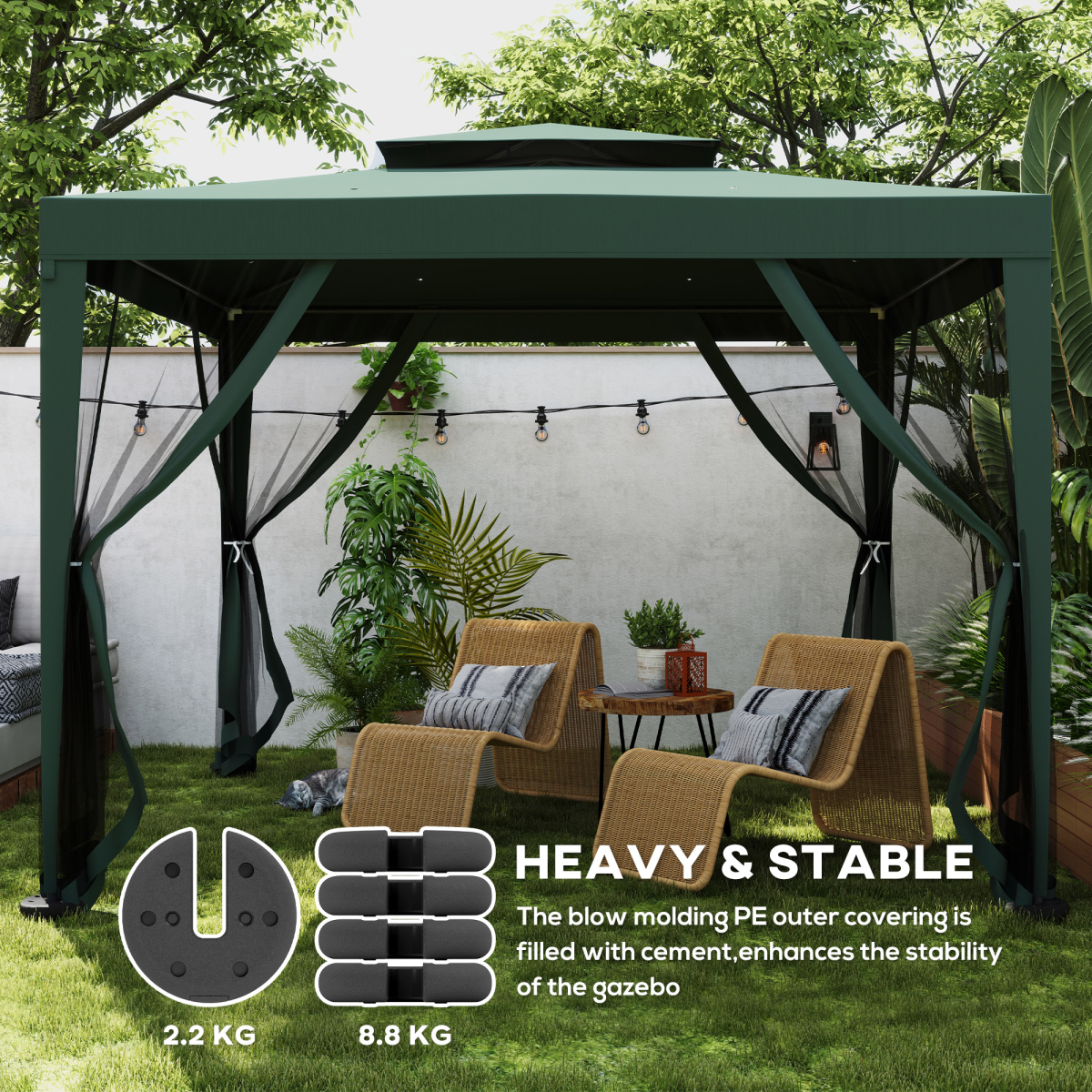 Outsunny 4-Piece Tent Base Weight Set for 20 x 20mm to 30 x 30mm Square Tubes