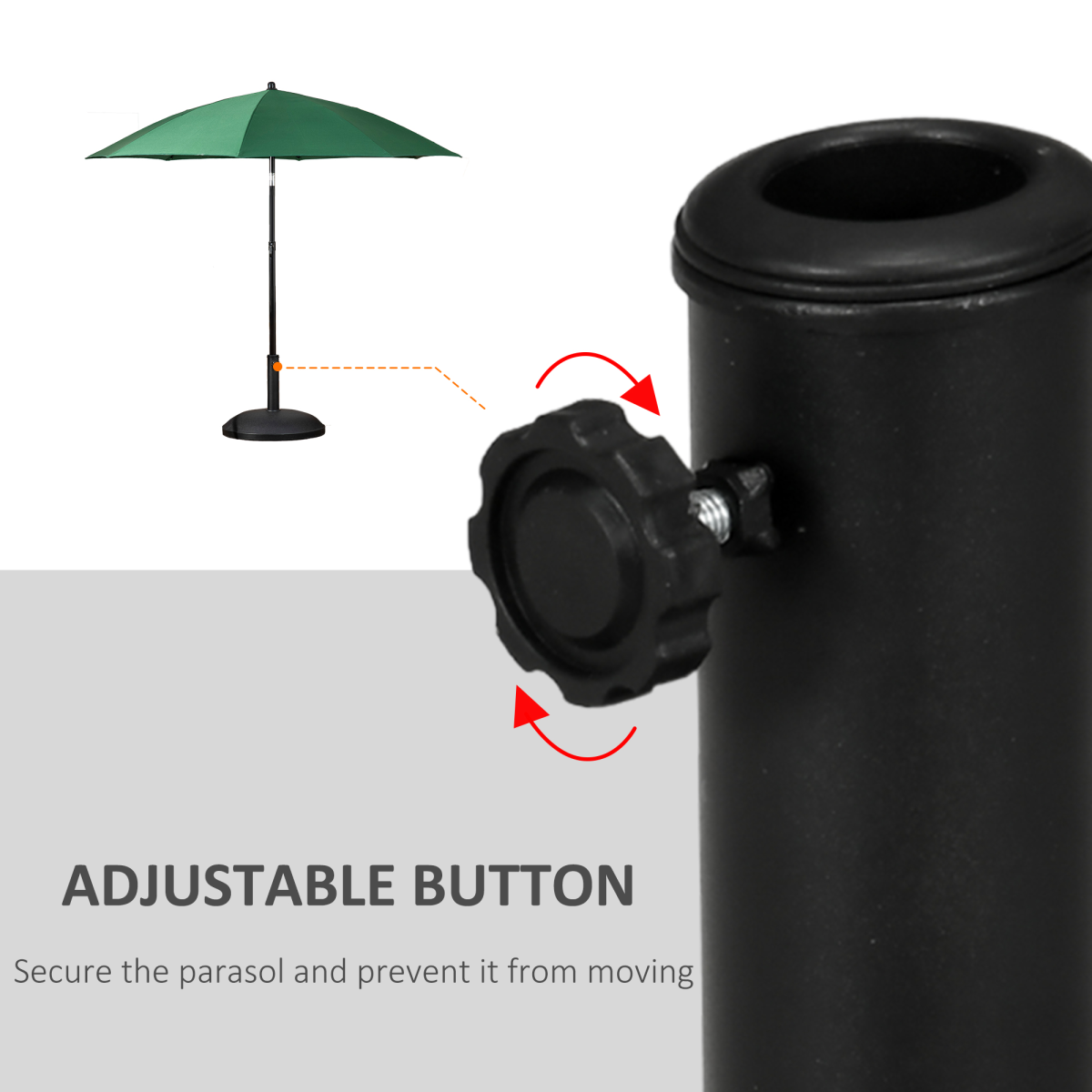 Outsunny 25kg Round Black Umbrella Base Stand for 35/38/48mm Poles