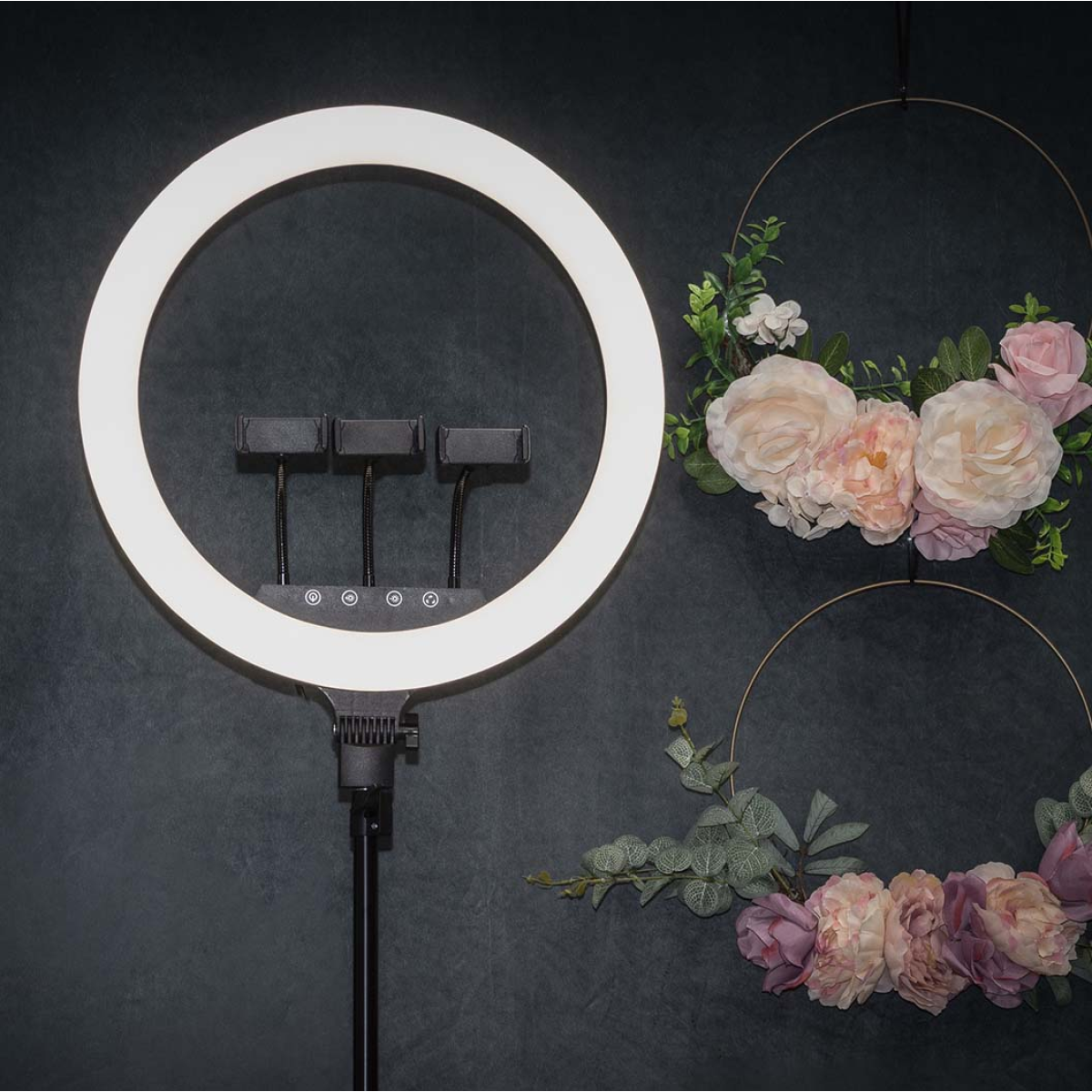 Native Lighting Eclipse Ring Light with Adjustable Tripod and 3 Phone Holders