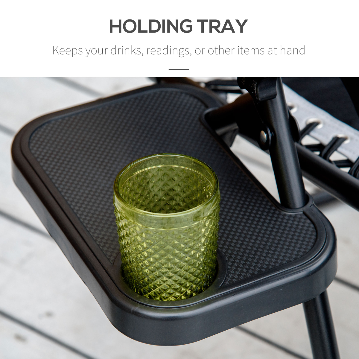 Outsunny Zero Gravity Lounger Chair with Canopy, Cup Holder Tray, Removable Headrest, Foldable Design