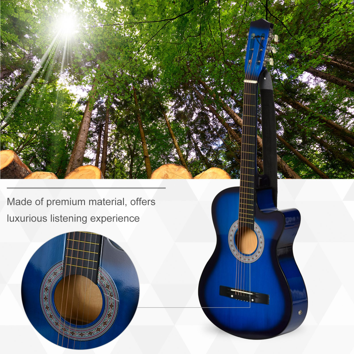 HOMCOM 38 Inch Electric Acoustic Guitar Beginner Set with Carry Case