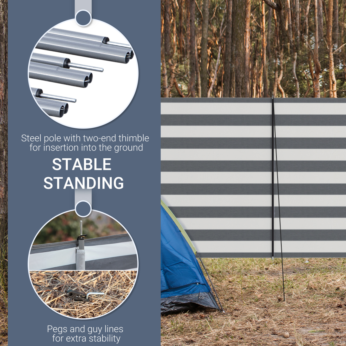 Outsunny Portable Camping Windbreak Privacy Wall 540 x 150 cm