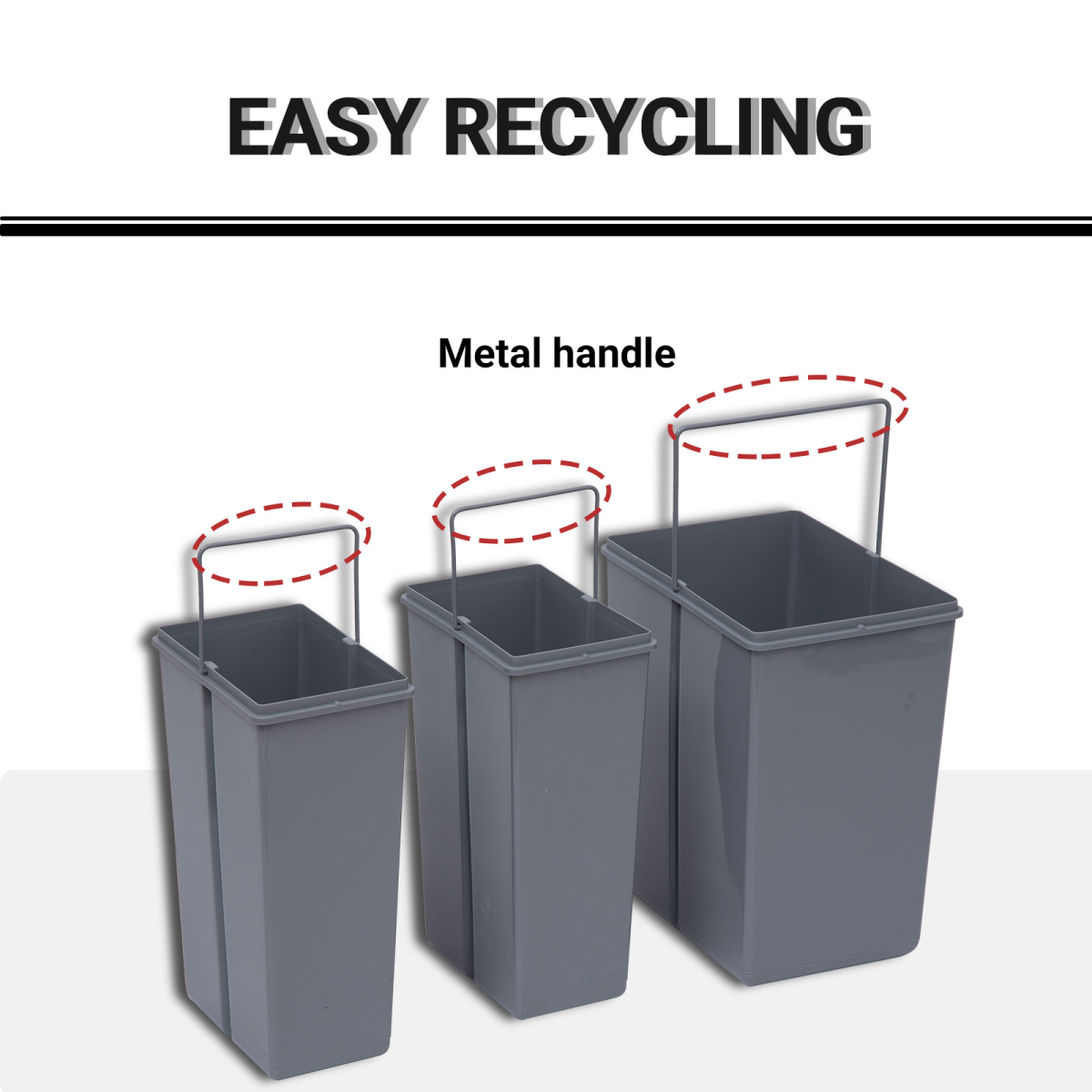 HOMCOM Pull-Out Recycling Waste Bin Cabinet 40L Grey Soft Close