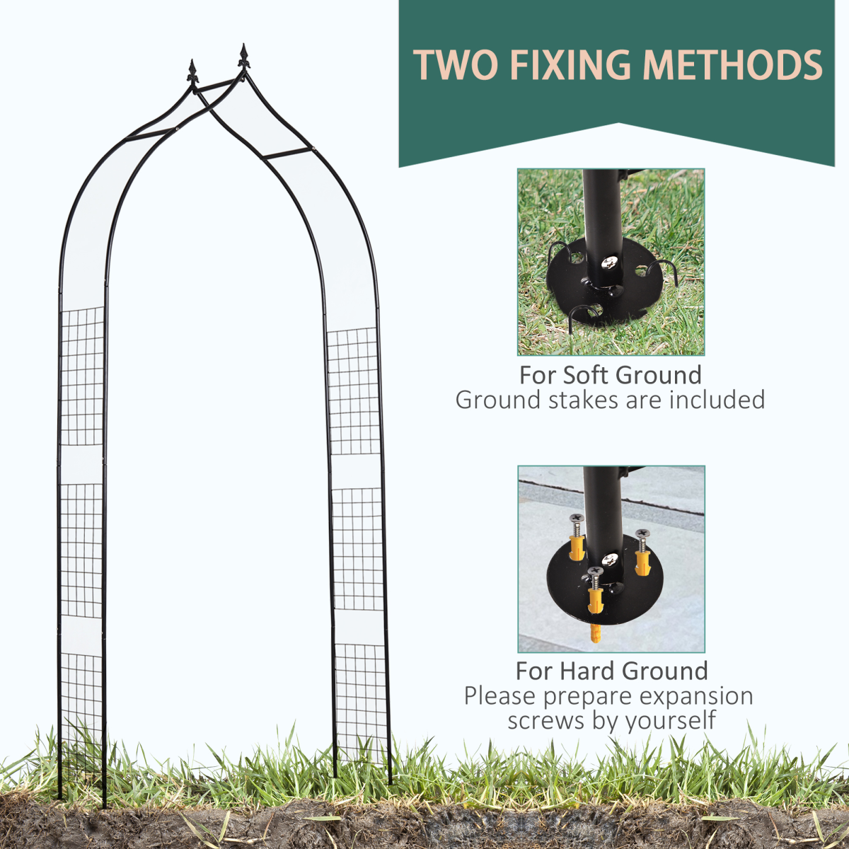 Outsunny Steel Frame Garden Pergola Trellis Arch, Black