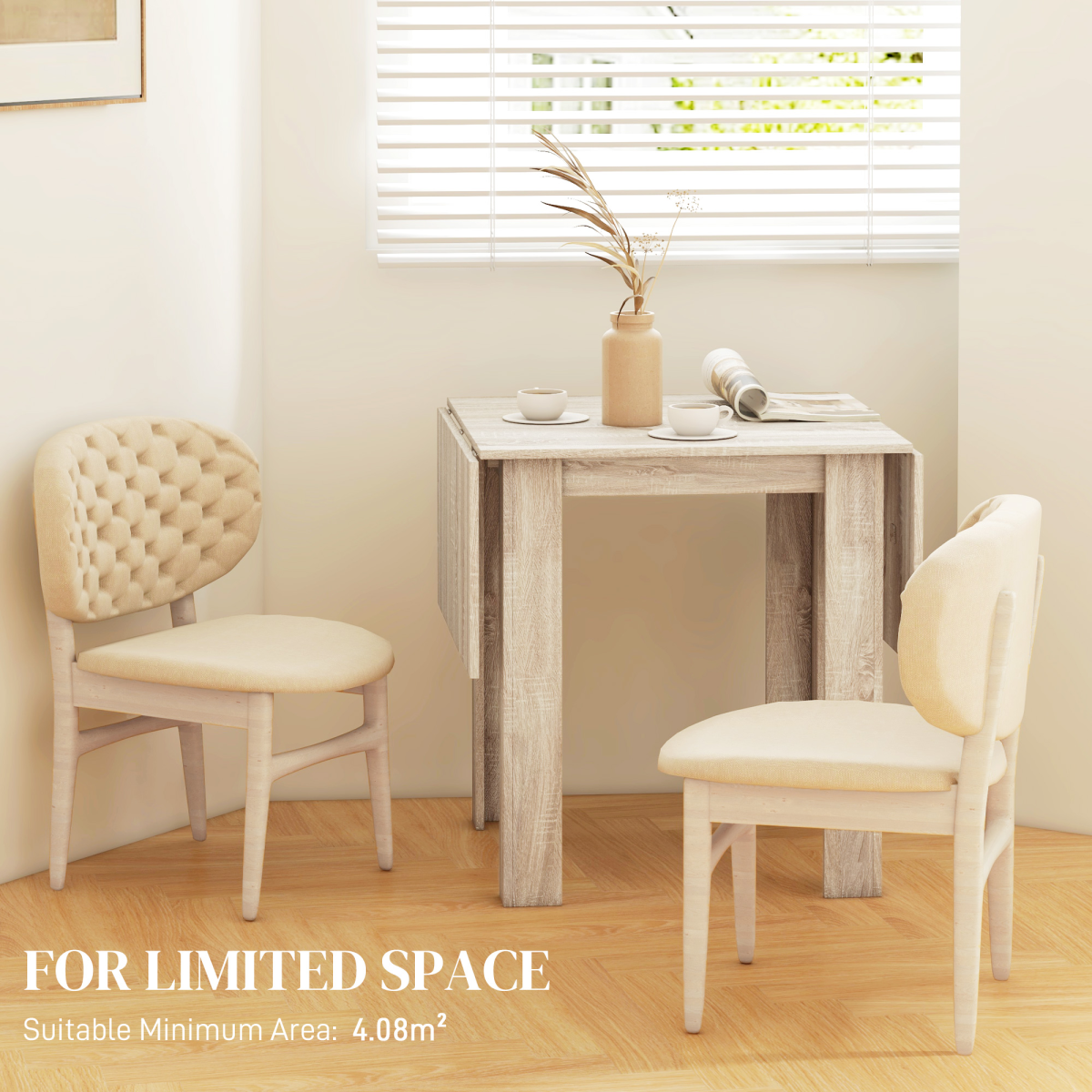 HOMCOM Oak Folding Drop Leaf Dining Table, Extendable for 2-4 People