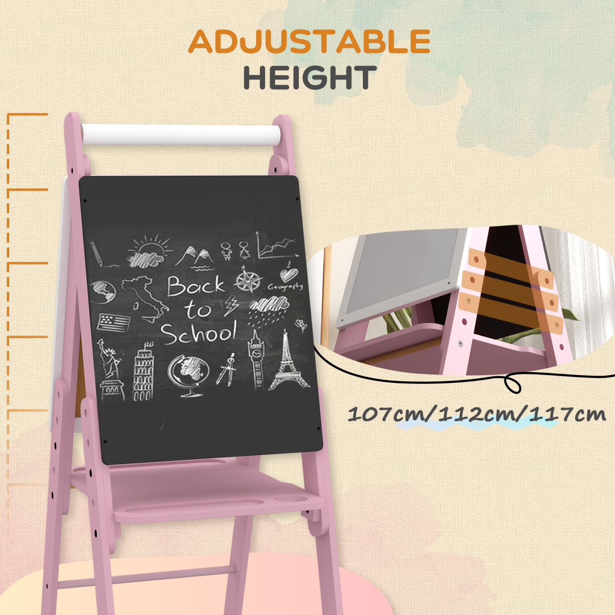 AIYAPLAY Kids Double-Sided Easel Whiteboard & Chalkboard with Paper Roll