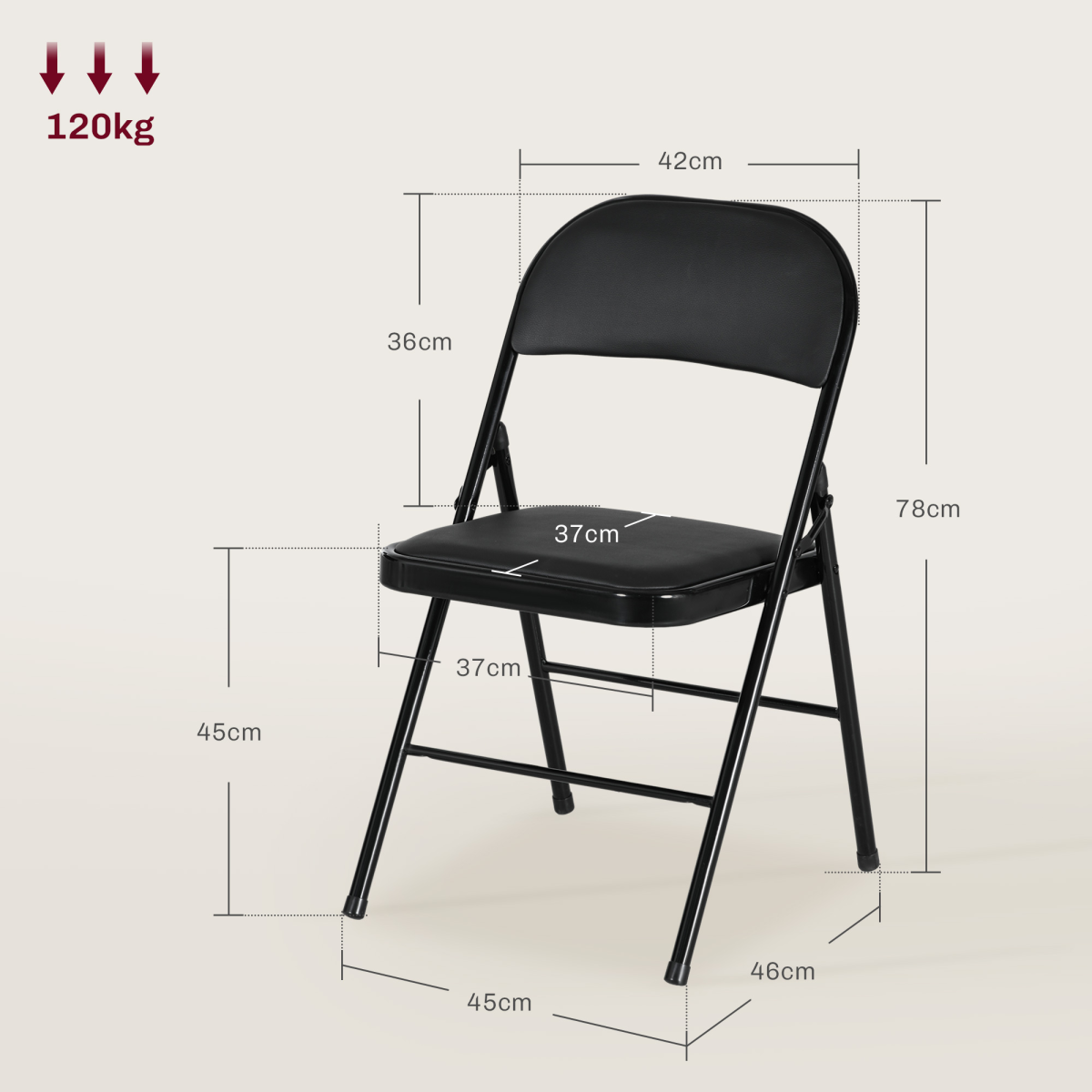 HOMCOM 4 Pack Folding Chairs with Padded Seat, Steel Frame, Black