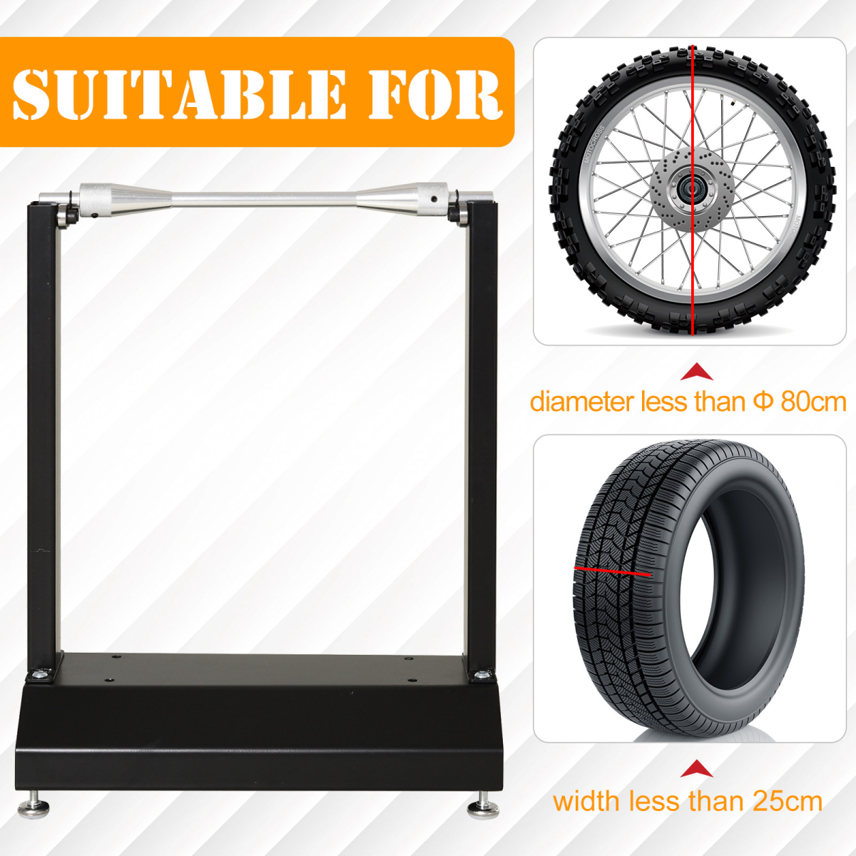 Motorcycle and Bicycle Wheel Balance Stand, Rotating Wheel, 30kg Capacity