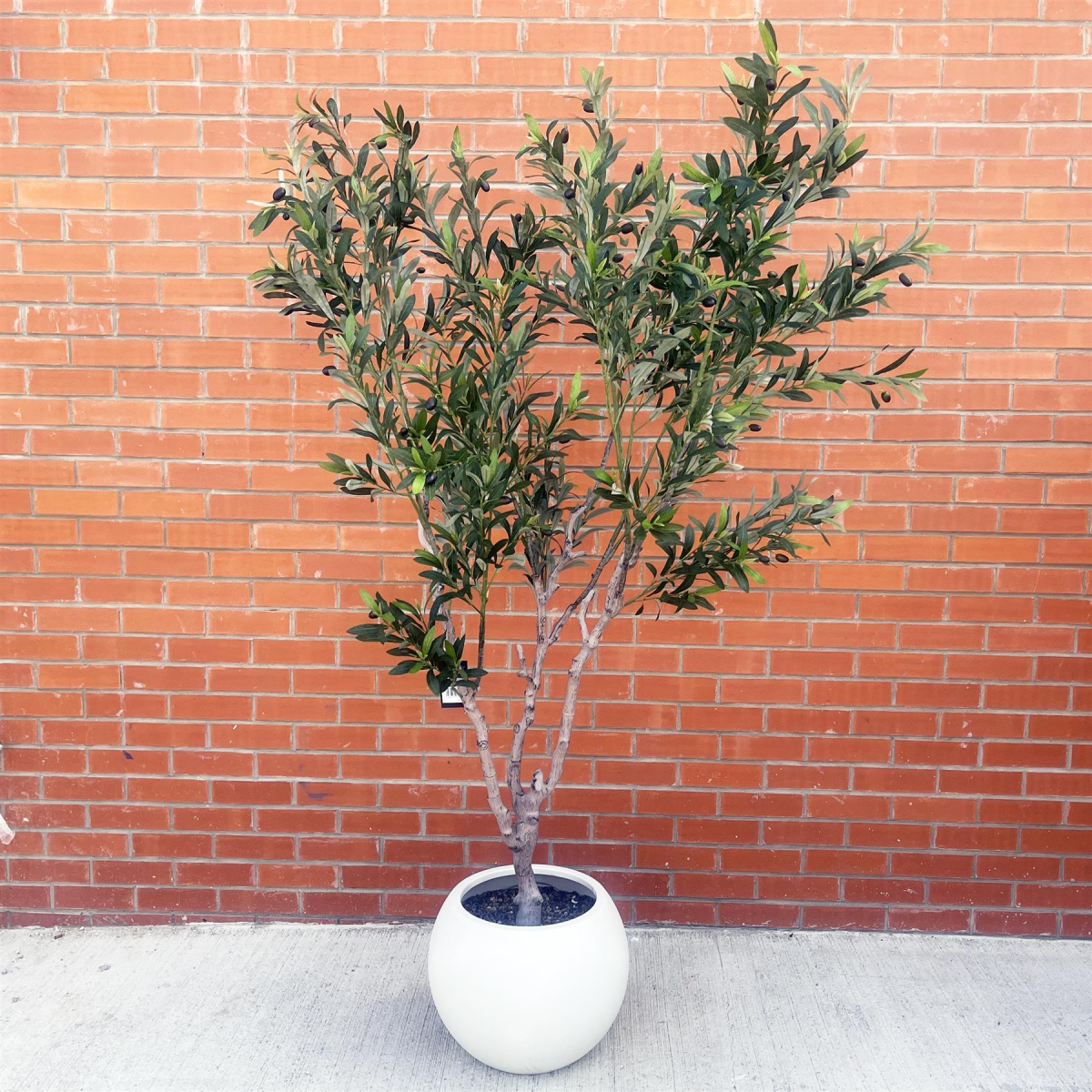200cm Tall Artificial Olive Tree with Decorative Stone-Effect Planter