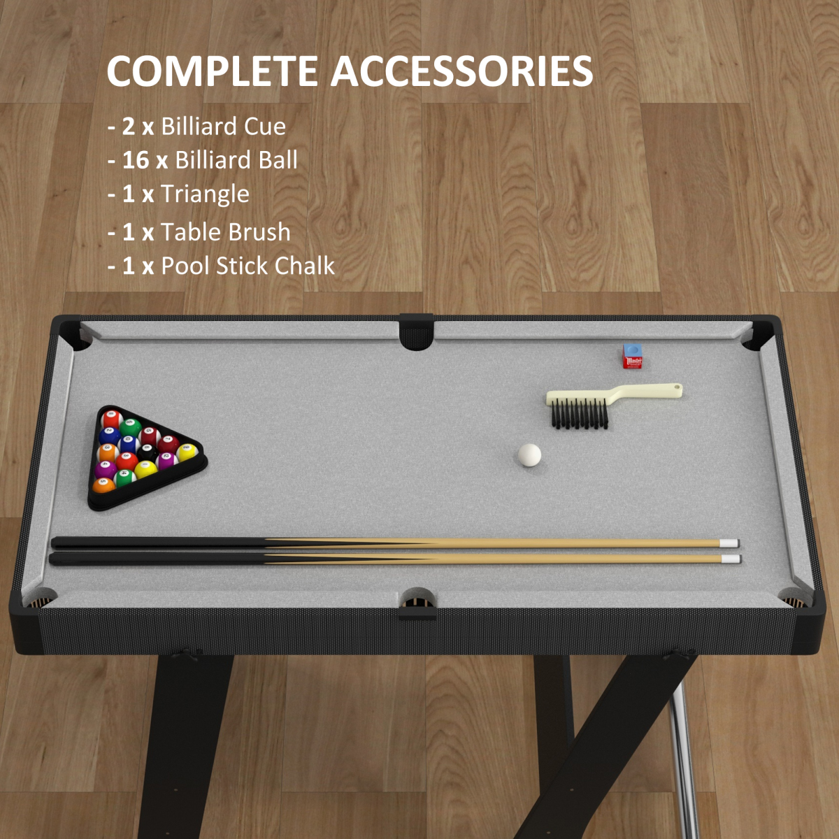Outsunny 3.5ft Folding Billiard Table Set with 2 Cues, 16 Balls