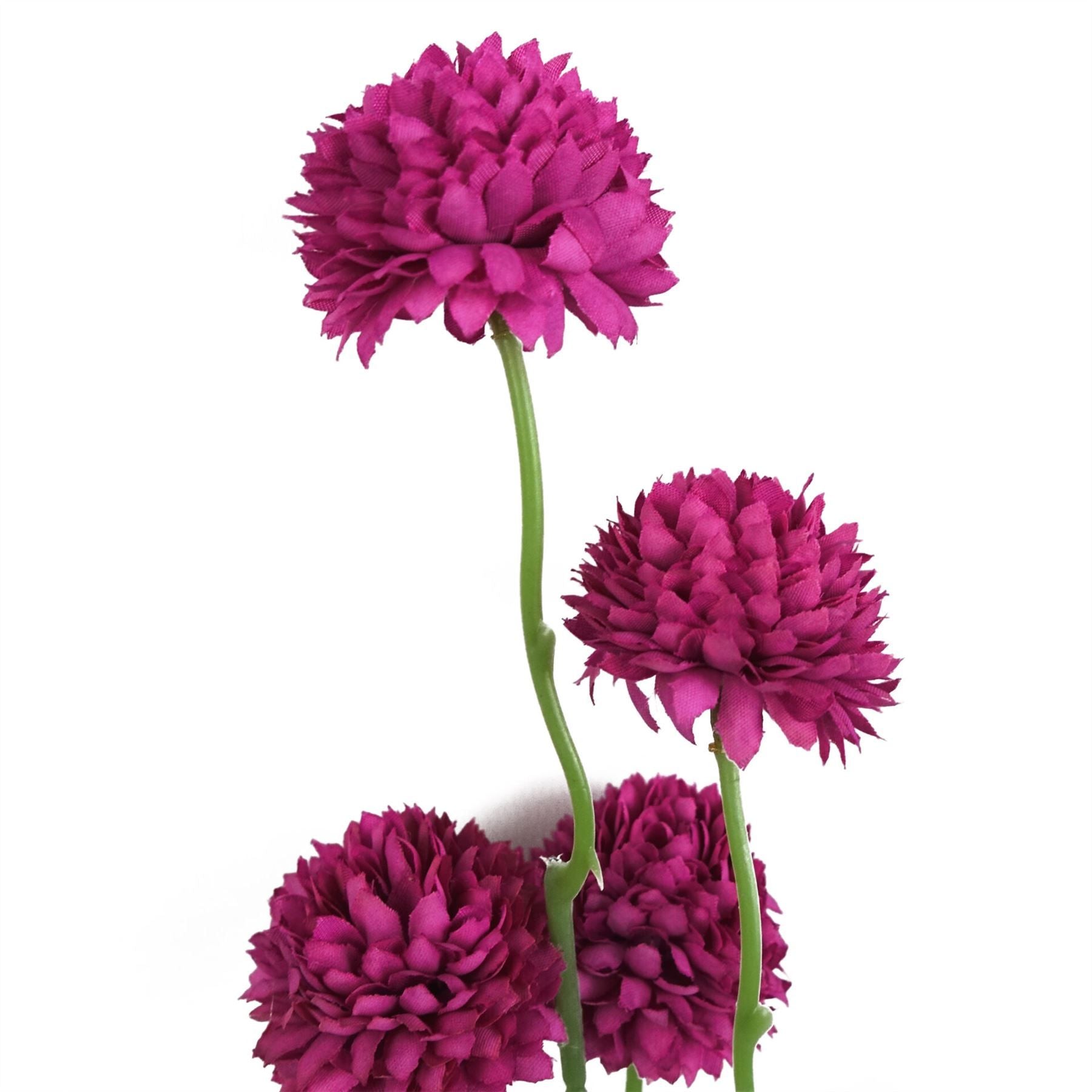 Leaf 50cm Pink Artificial Dahlia Pompom Spray with 5 Blooms
