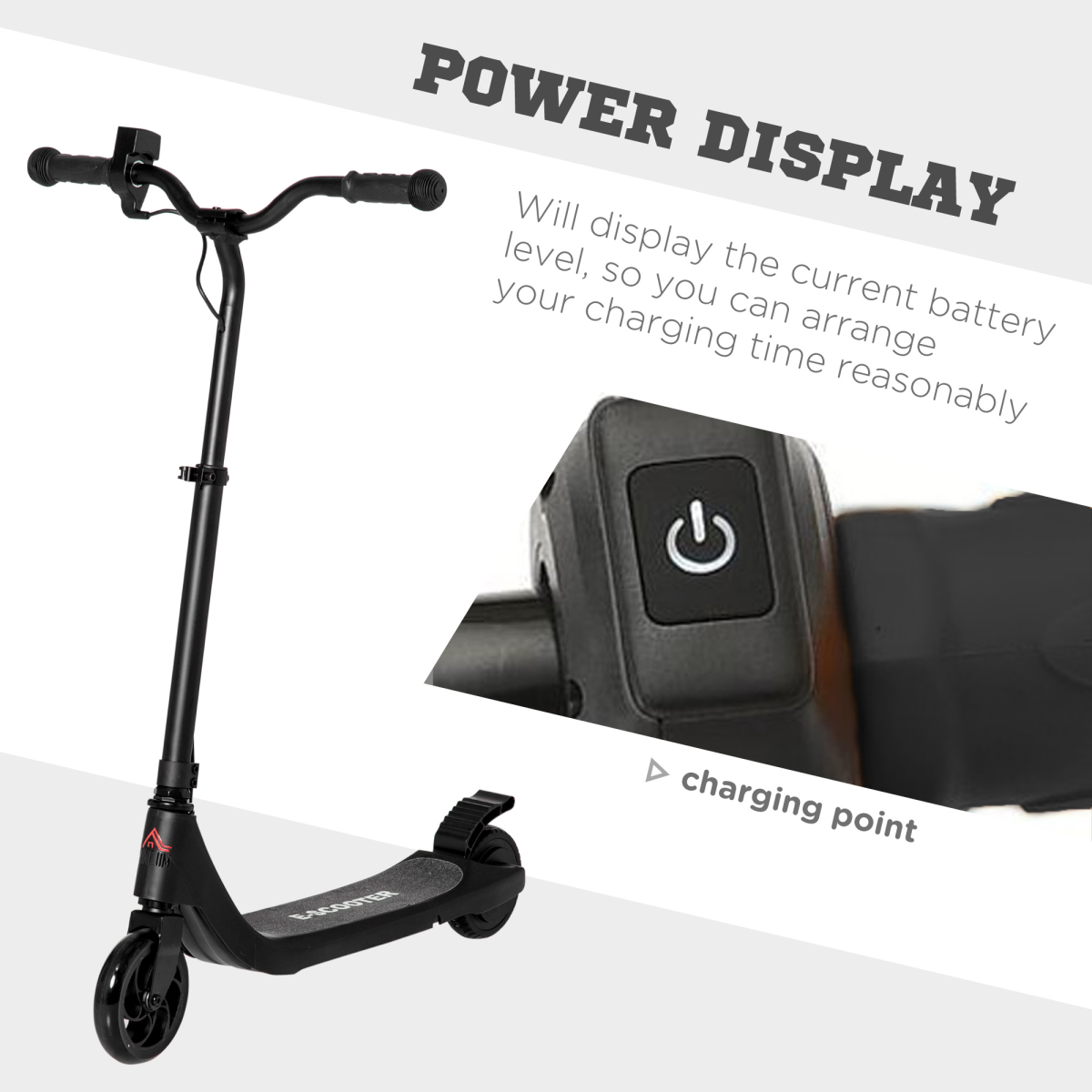 120W Electric Scooter with Battery Level Display, Rear Brake, Adjustable Height, Black