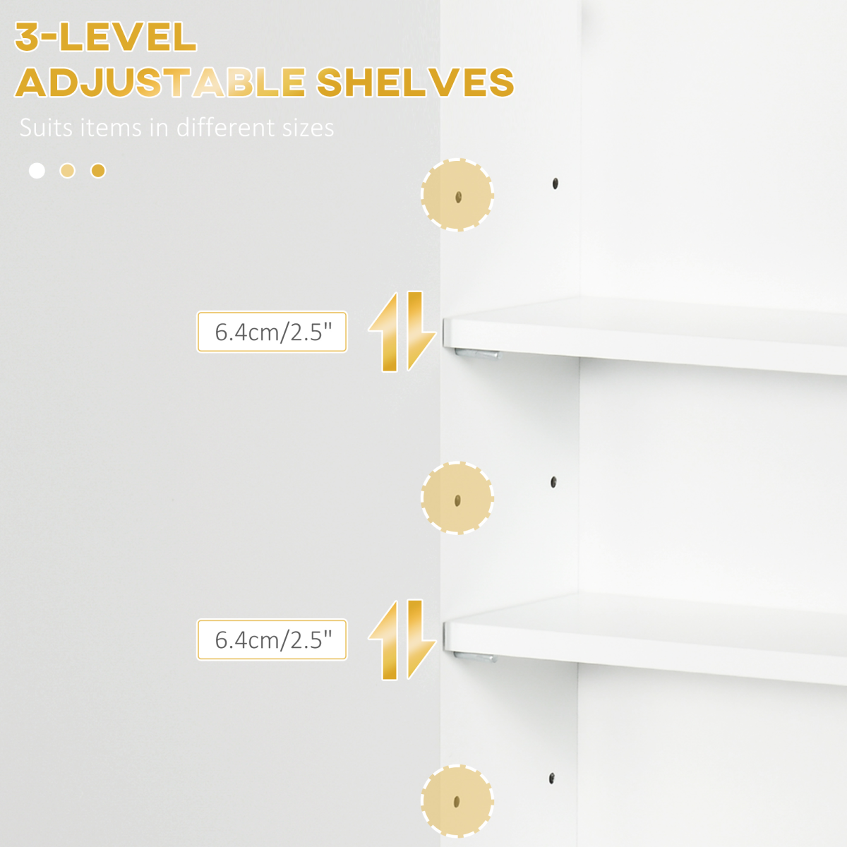kleankin White Wall-Mounted Bathroom Cabinet with Adjustable Shelves