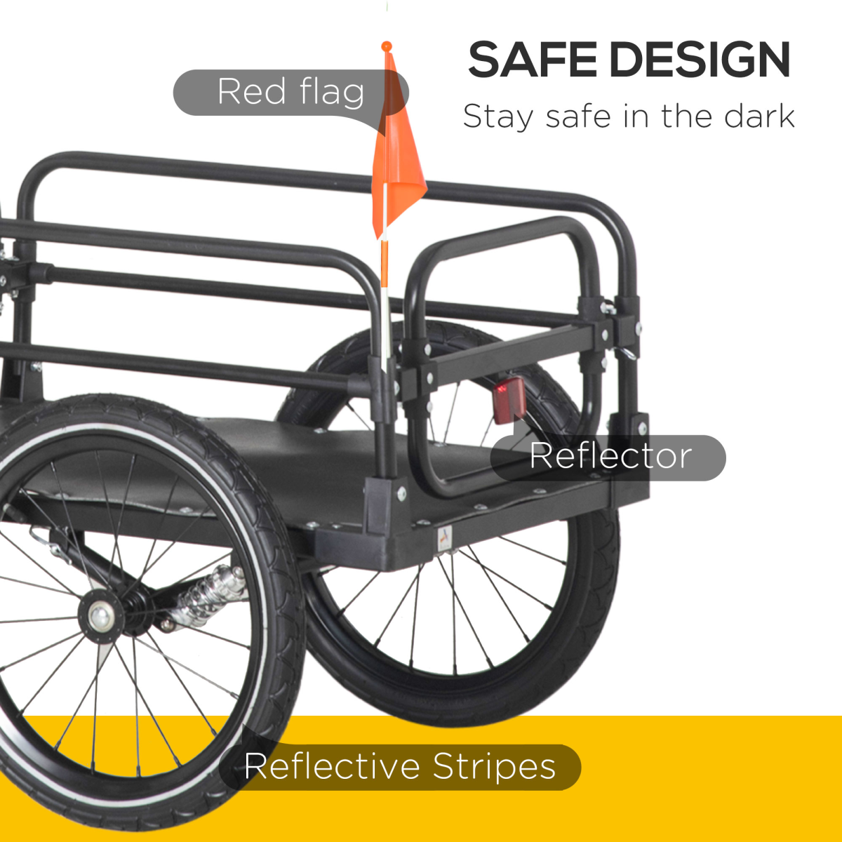 HOMCOM Folding Bike Cargo Trailer Wagon with Suspension, 2 Wheels, Steel, Black