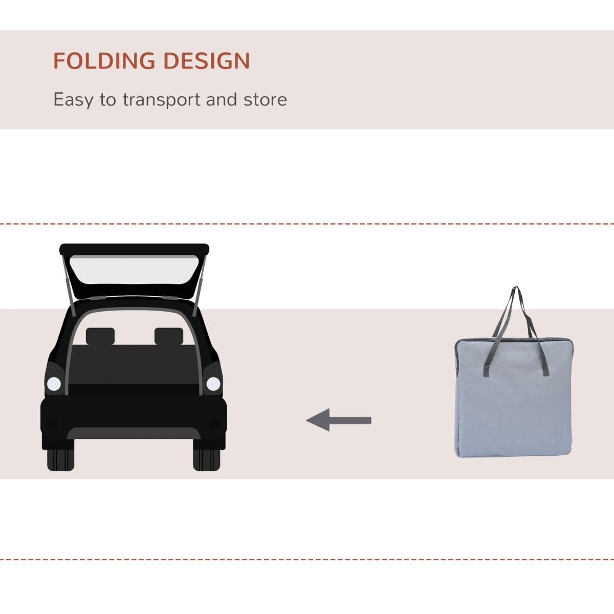 Pawhut Folding Pet Carrier Bag for Cats and X-Small Dogs, Mesh Top, Handles, Front and Side Pockets, Fits Front and Back Seats