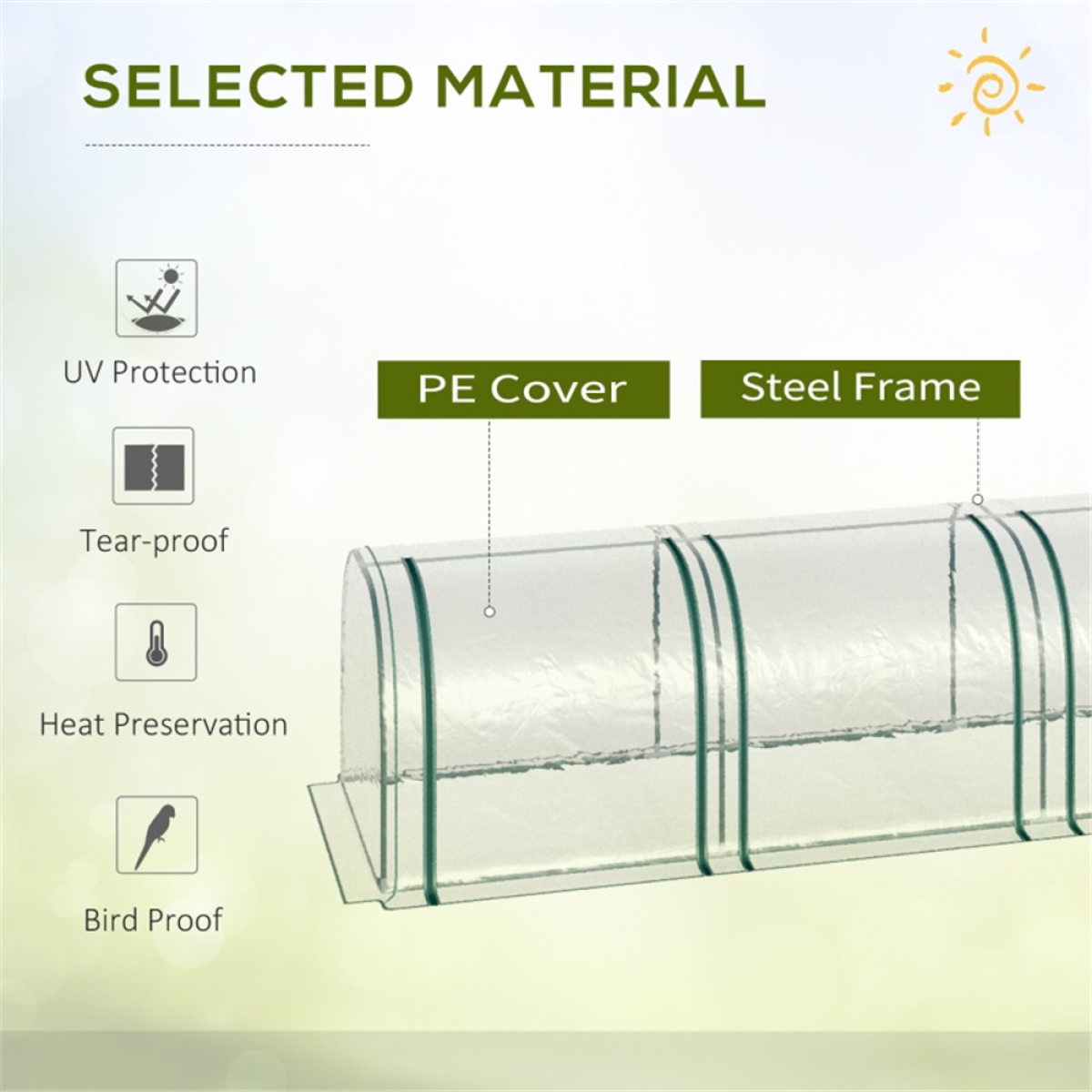 Mini Greenhouse with Roll-Up Doors, PVC Cover & Steel Frame