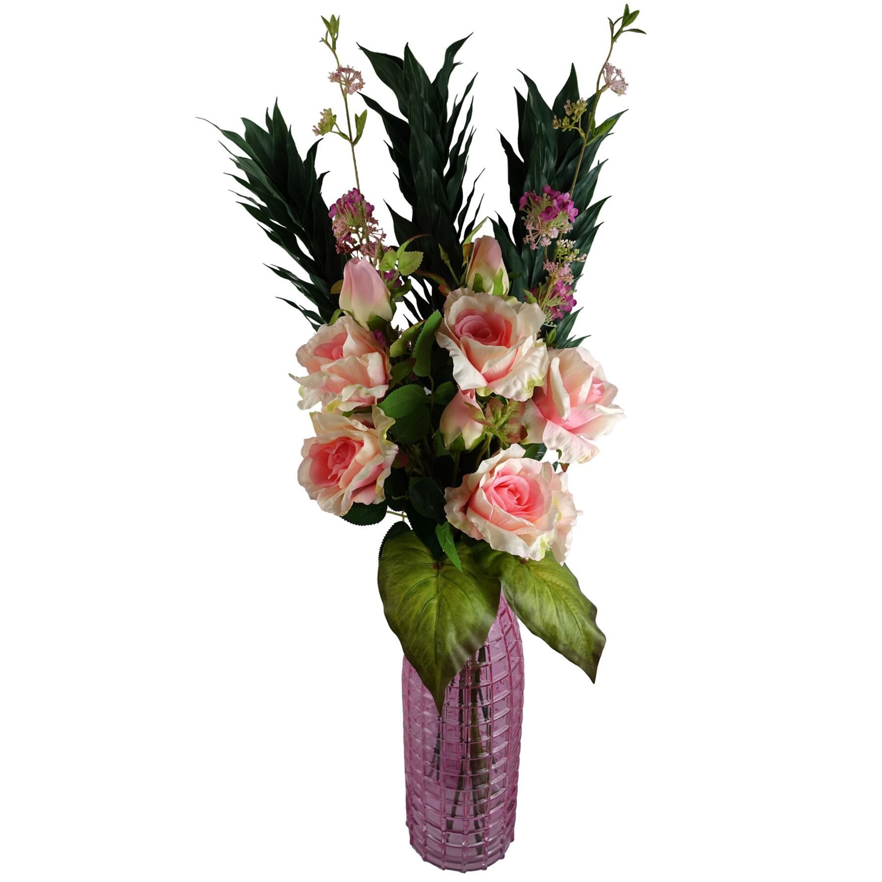 Leaf 100cm Pink Blossom Spray Stem Silk and Plastic Artificial Flower Decoration
