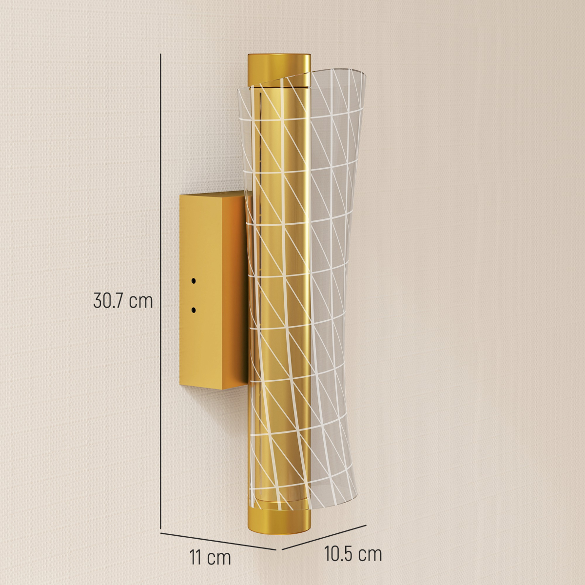 HOMCOM 2 Pack LED Geometric Wall Light, Gold Tone, Indoor