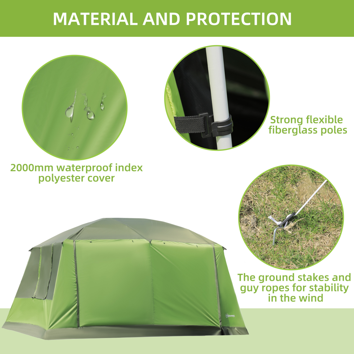 4-8 Person 2-Room Tunnel Camping Tent with Porch & Carry Bag