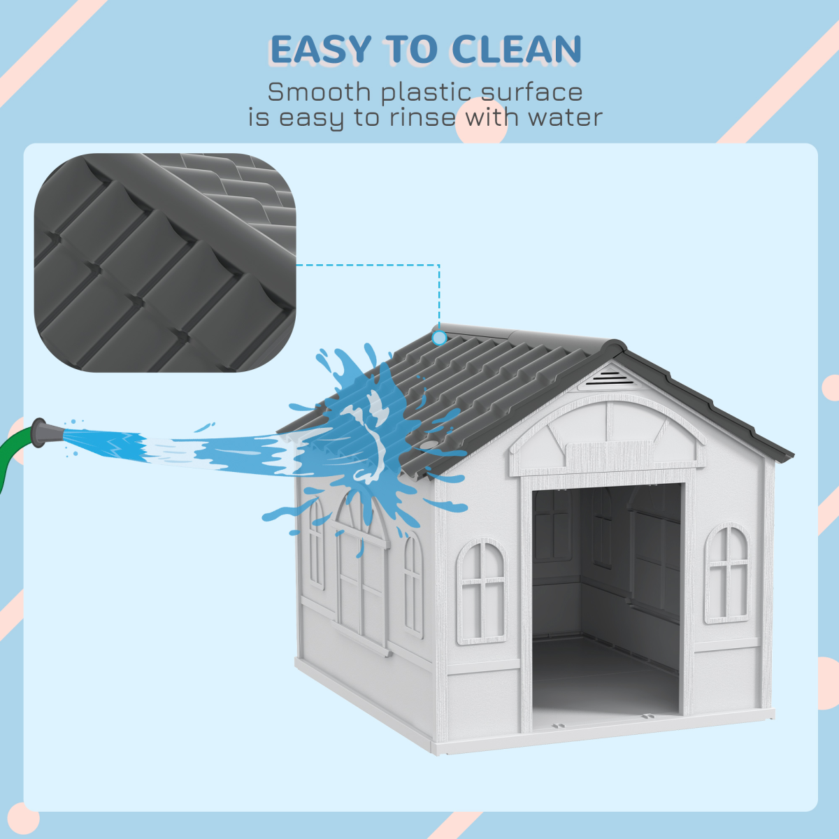 PawHut Water-Resistant Grey Dog House for Medium Dogs