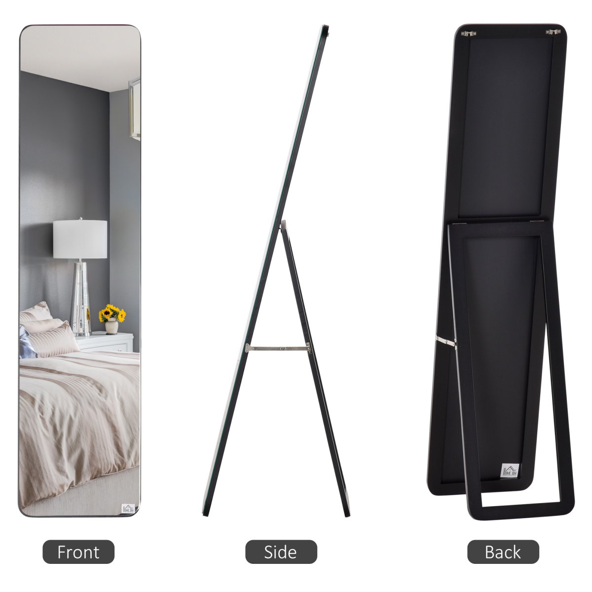 Full Length Mirror Free Standing or Wall Mount Black