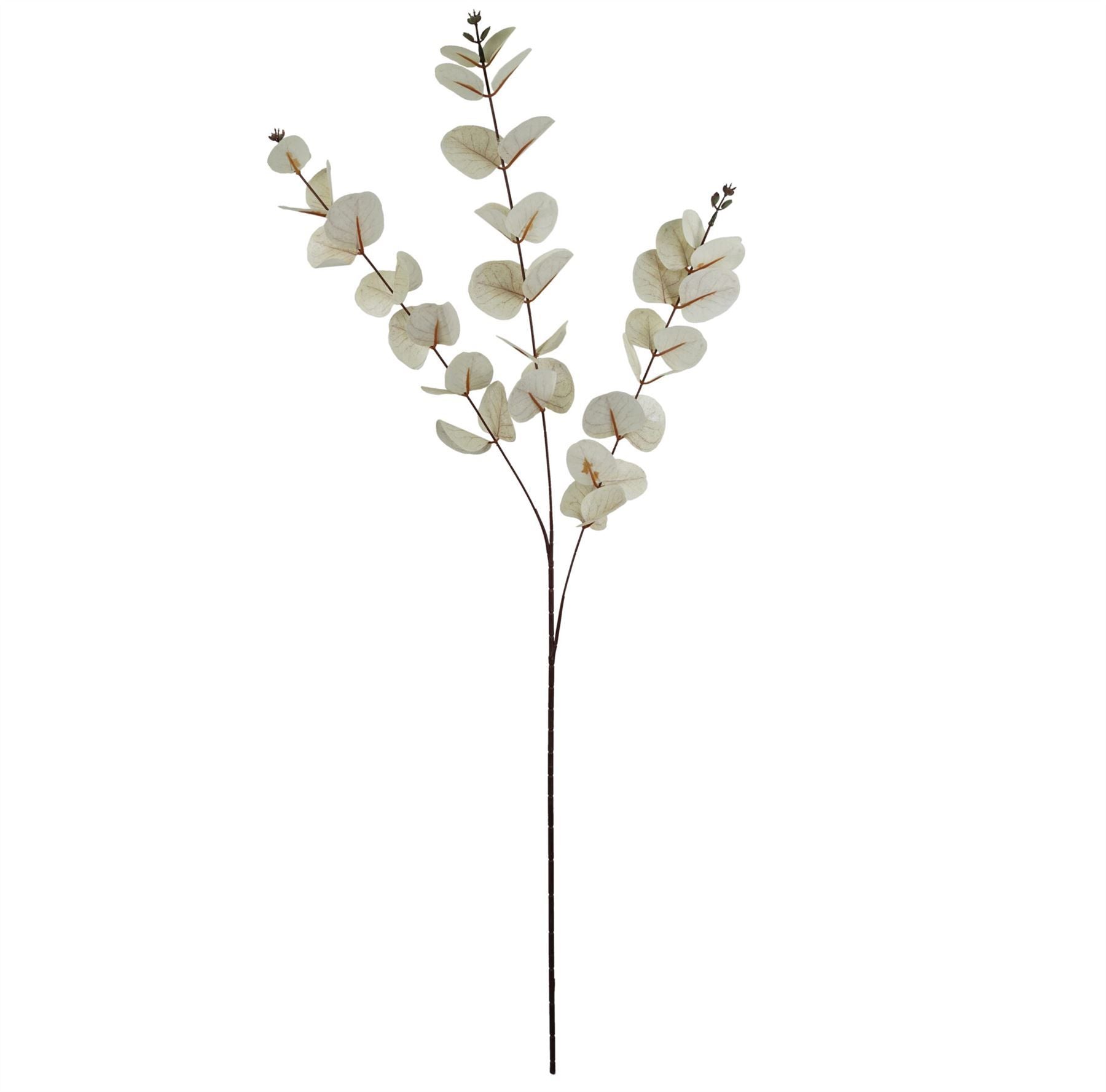 80cm White Artificial Eucalyptus Foliage Stem with Silk Leaves and Wired Shapable Stem