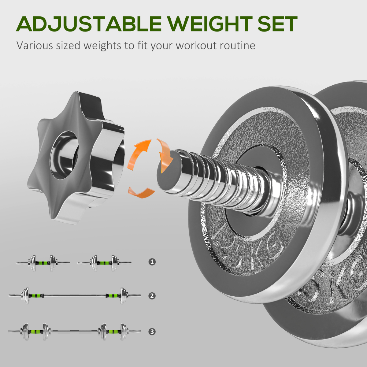 SPORTNOW 20kg Adjustable Dumbbells & Barbell Set for Home Gym