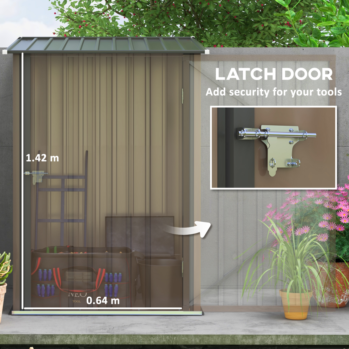 Outsunny 3.3ft x 3.4ft Steel Outdoor Storage Shed with Lockable Door