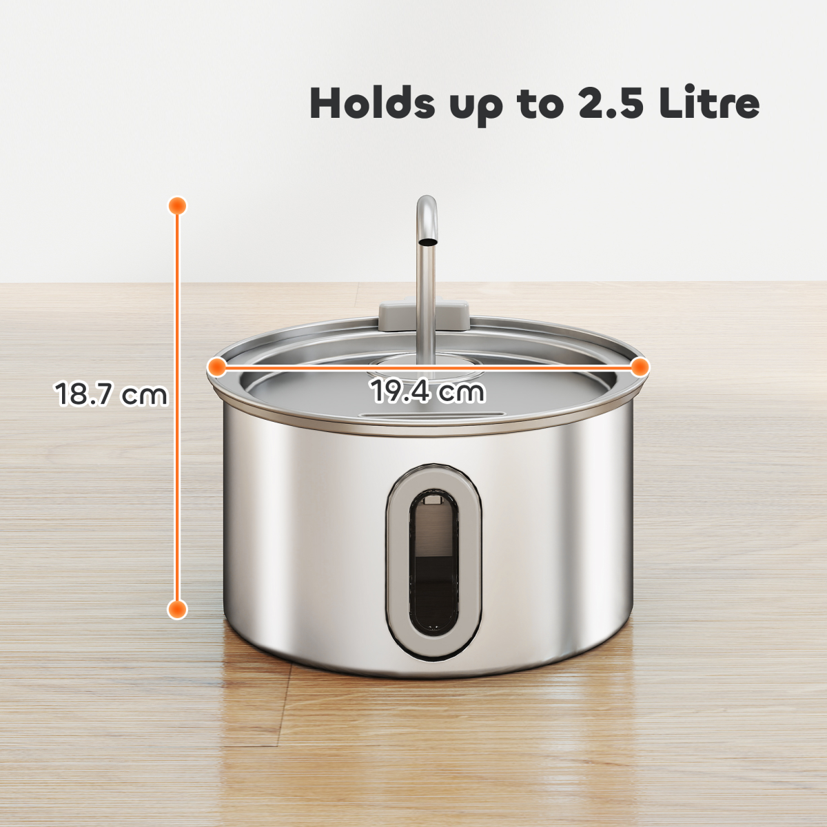 PawHut 2.5L Stainless Steel Cat Water Fountain, Ultra-Silent