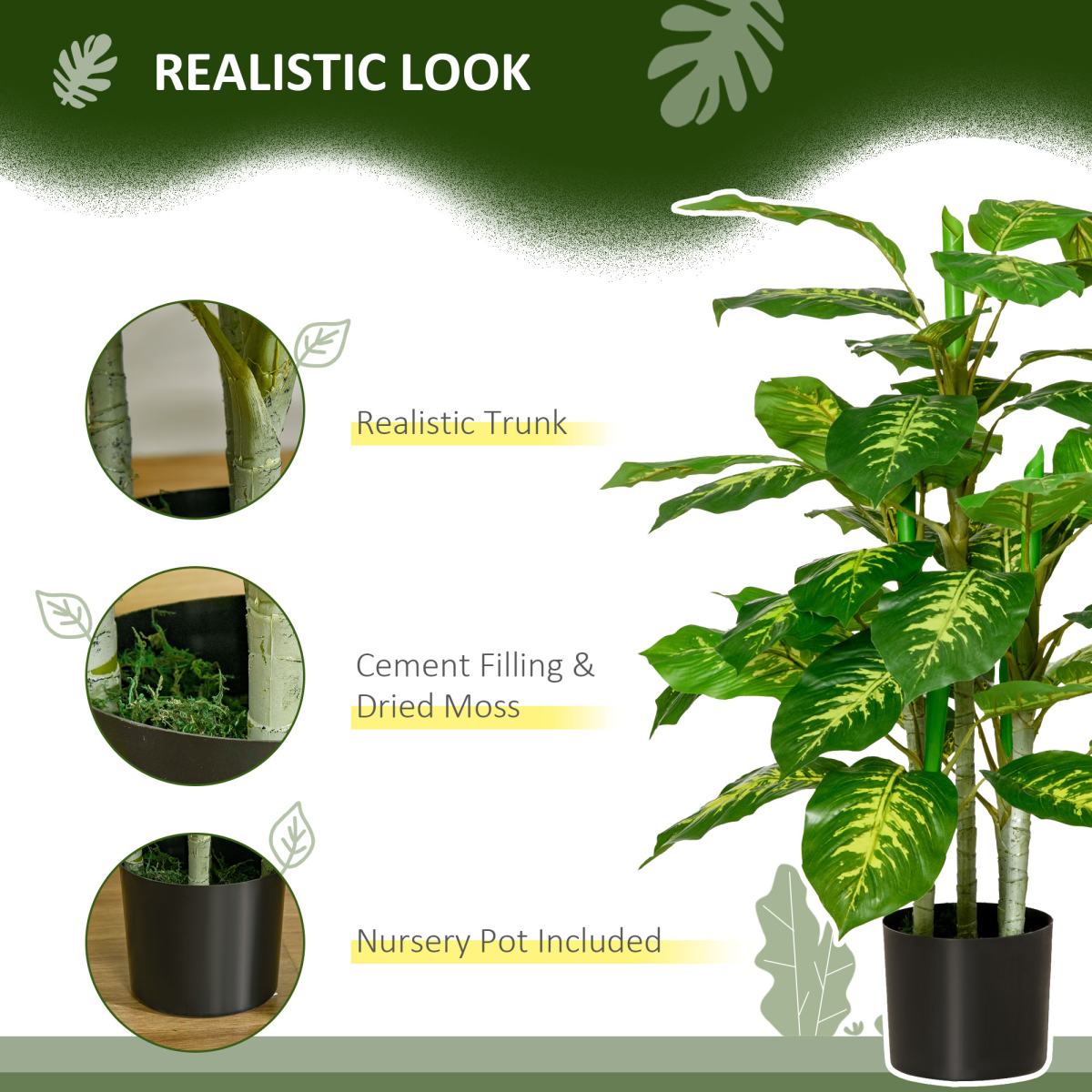 HOMCOM Artificial Evergreen Tree in Nursery Pot, 95cm, 42 Plastic Leaves