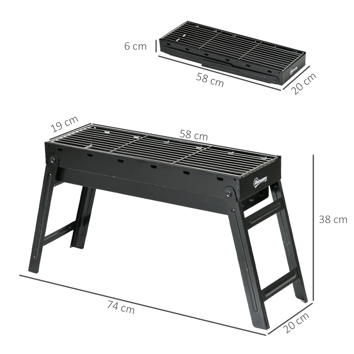 Outsunny Portable Foldable Charcoal Grill with Pull-Out Basin