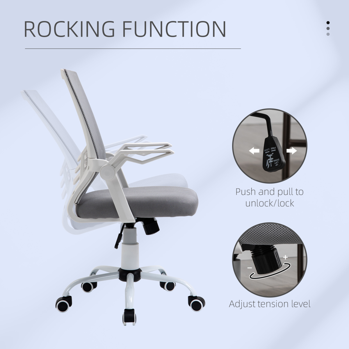 Grey Mesh Swivel Office Chair with Lumbar Support, Adjustable Home Office Task Chair, Grey/White, Unbranded