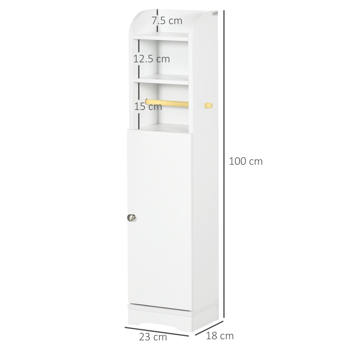 kleankin Freestanding Bathroom Storage Cabinet with Adjustable Shelf, White