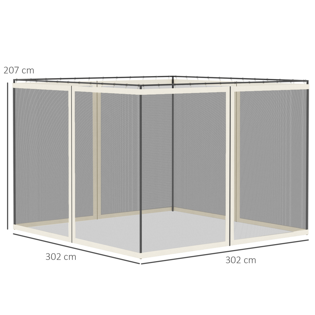 Outsunny Four-Panel Gazebo Replacement Screen with Zip Closure